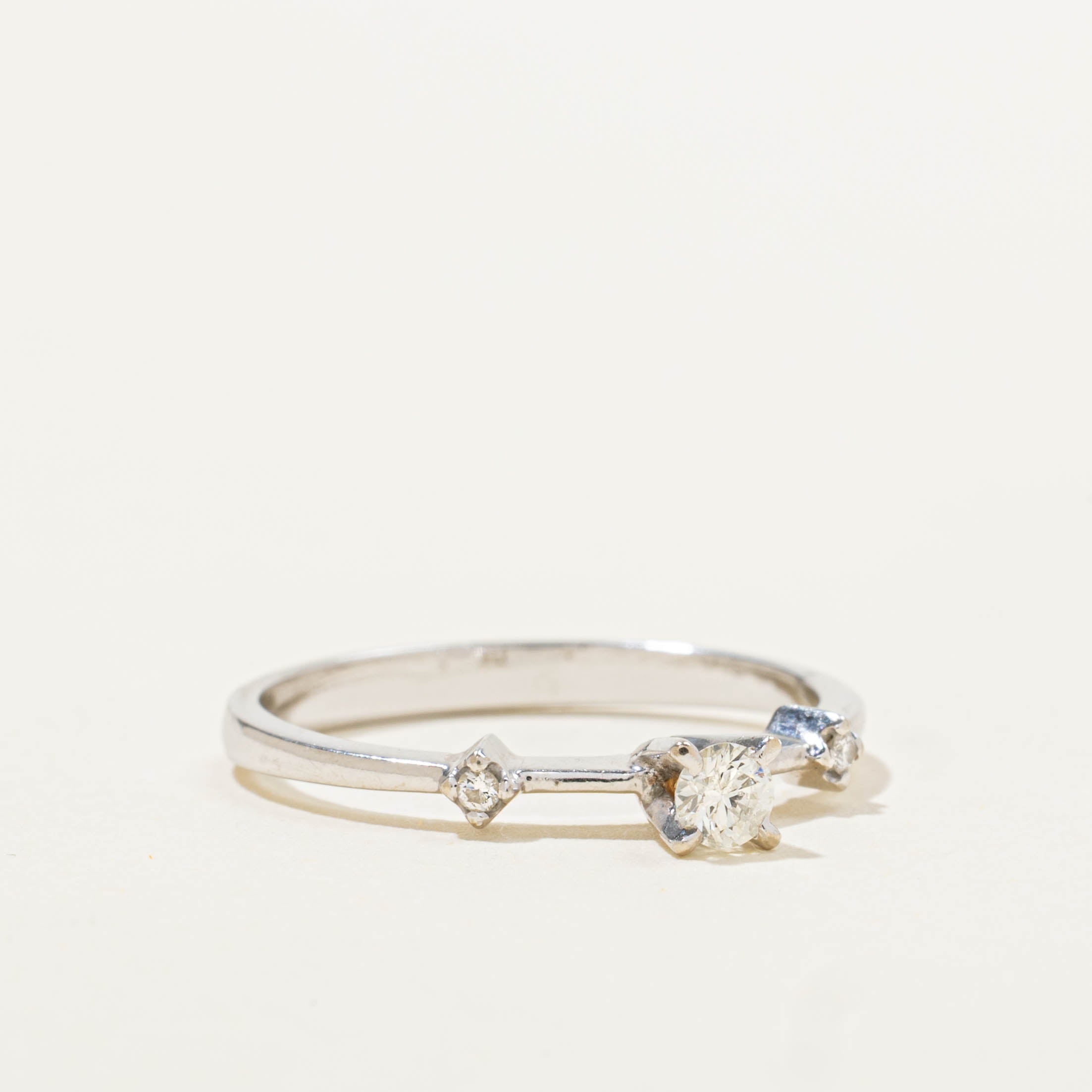 14k High Set Diamond Accented Thin Ring | SZ 5.75