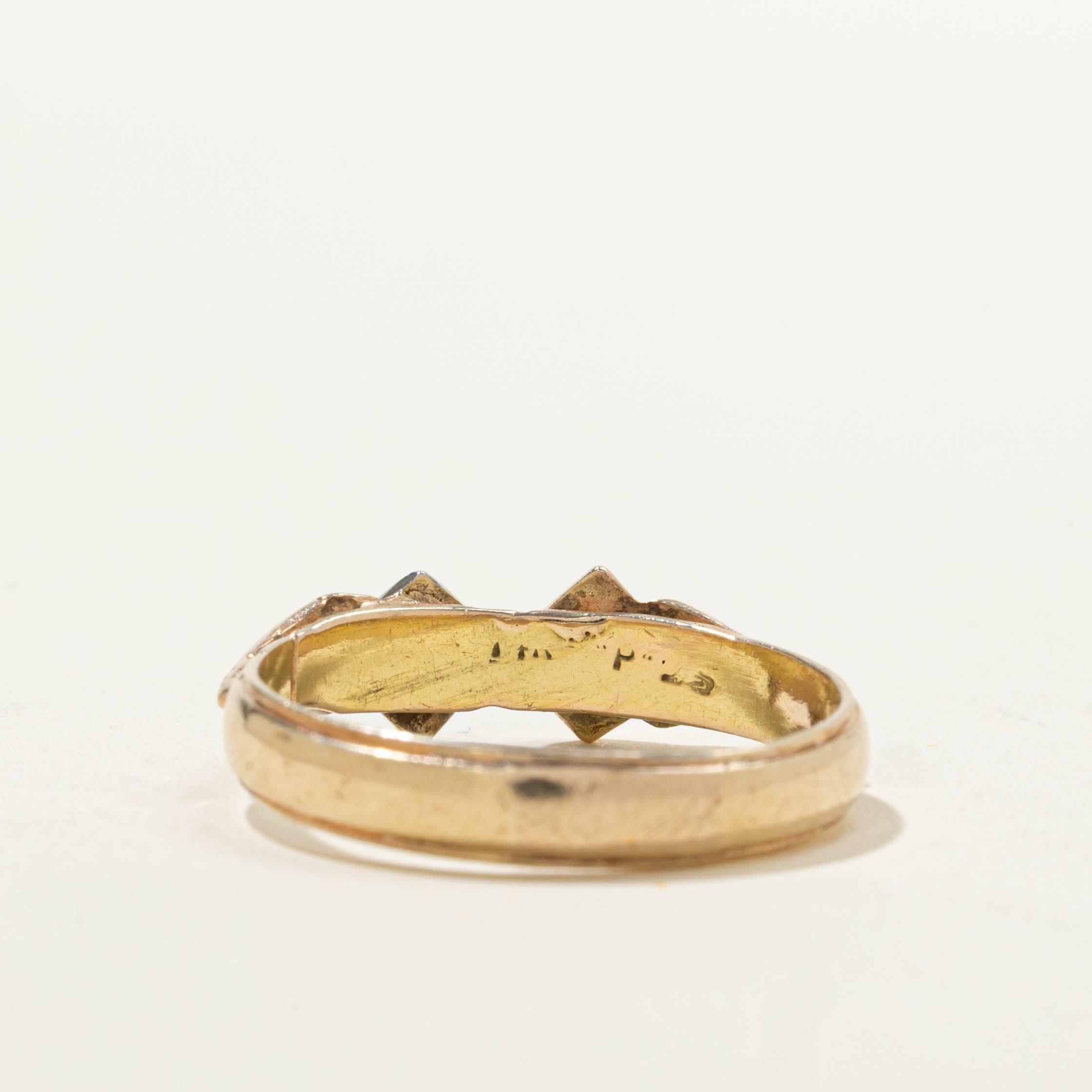 9k Diamond "J" Initial Geometric Ring | SZ 8.25