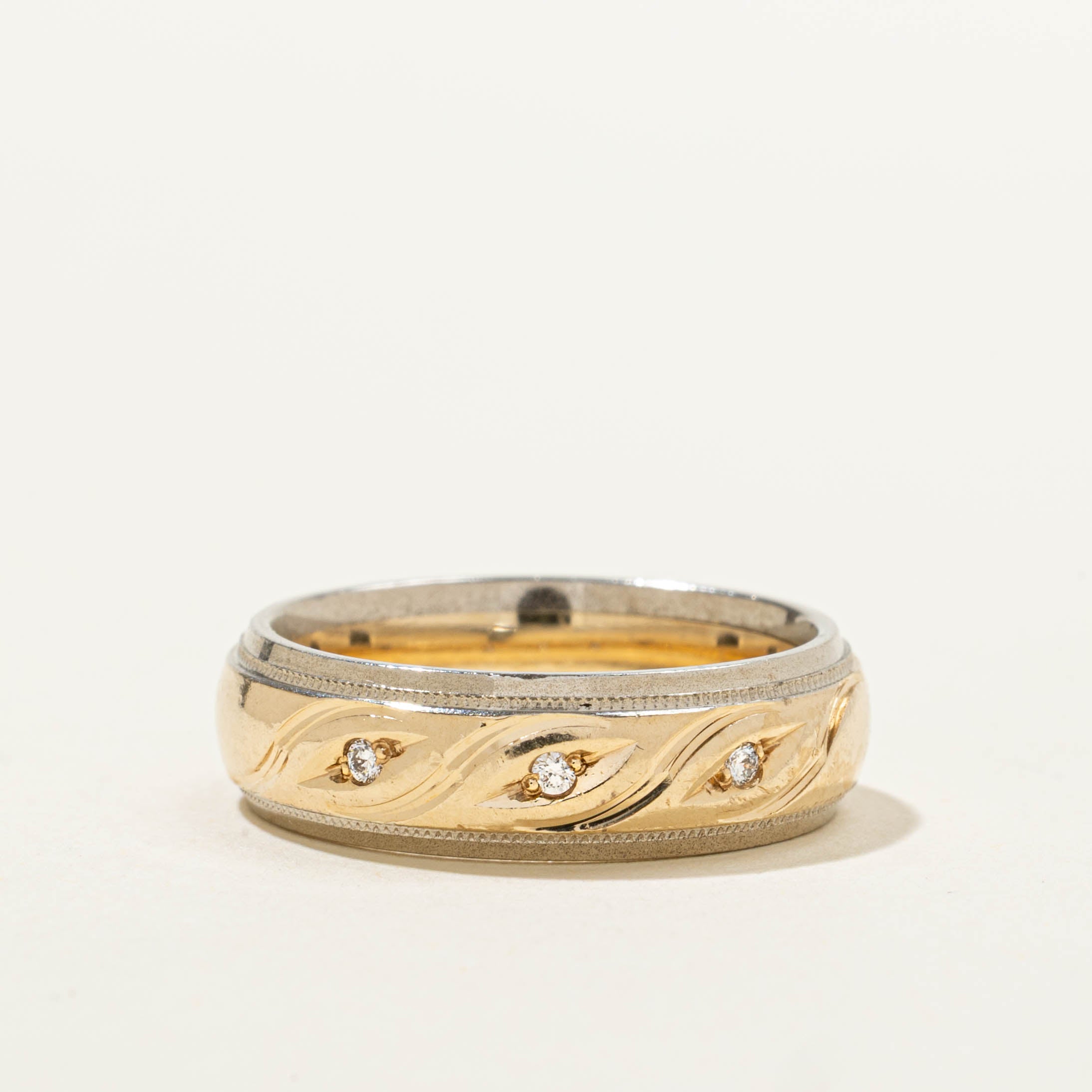 10k Diamond Accent Engraved Band | 5.85mm | SZ 6