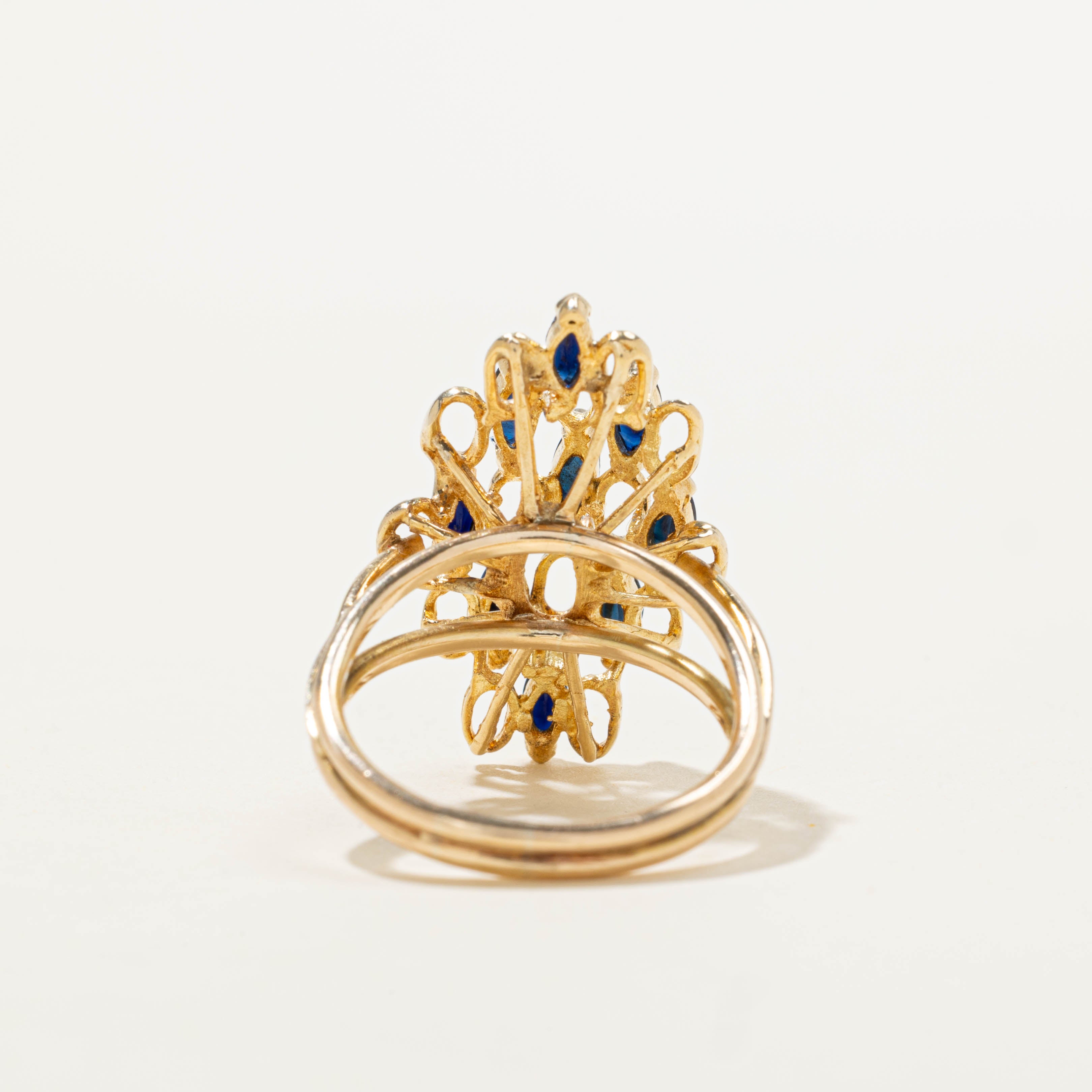 14k Sapphire Cluster Openwork Ring | SZ 6.5