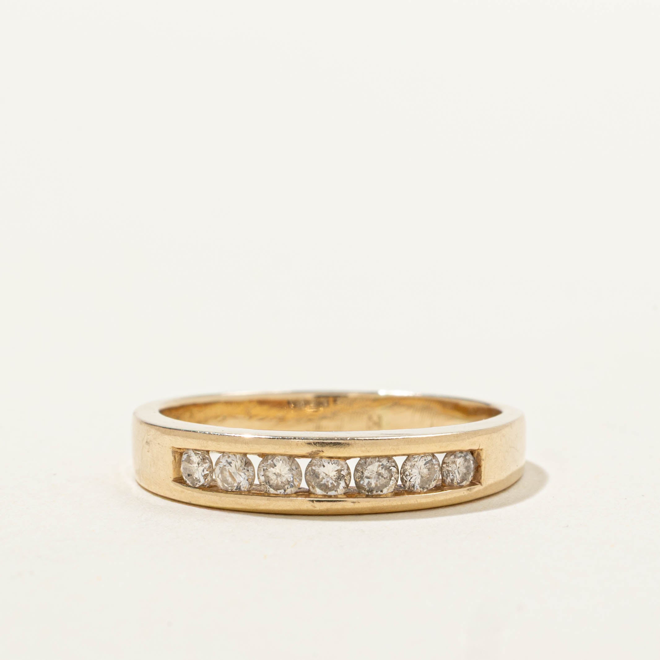 14k Channel Set Seven Stone Diamond Band | SZ 7