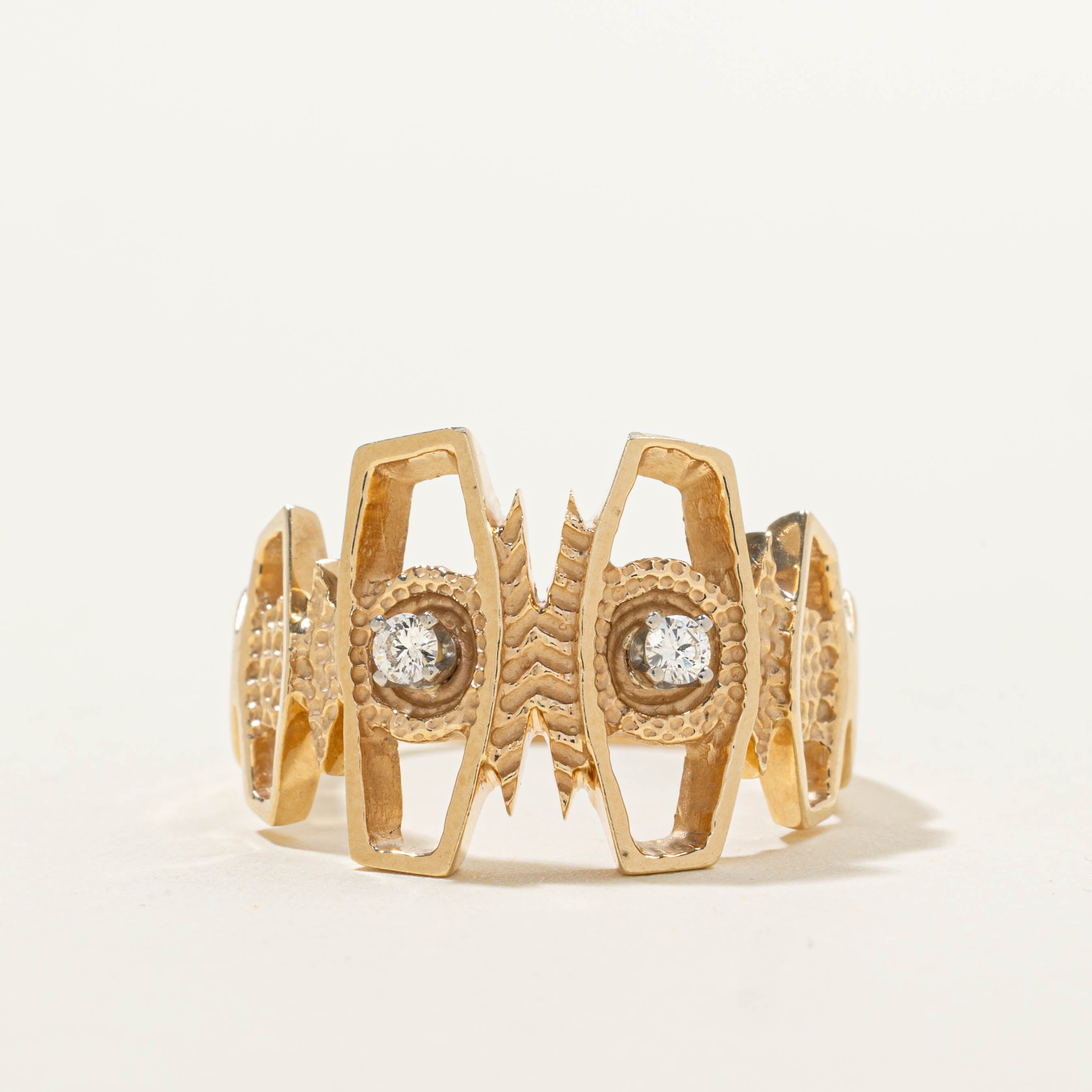 Diamond Openwork Geometric Ring | SZ 10.75