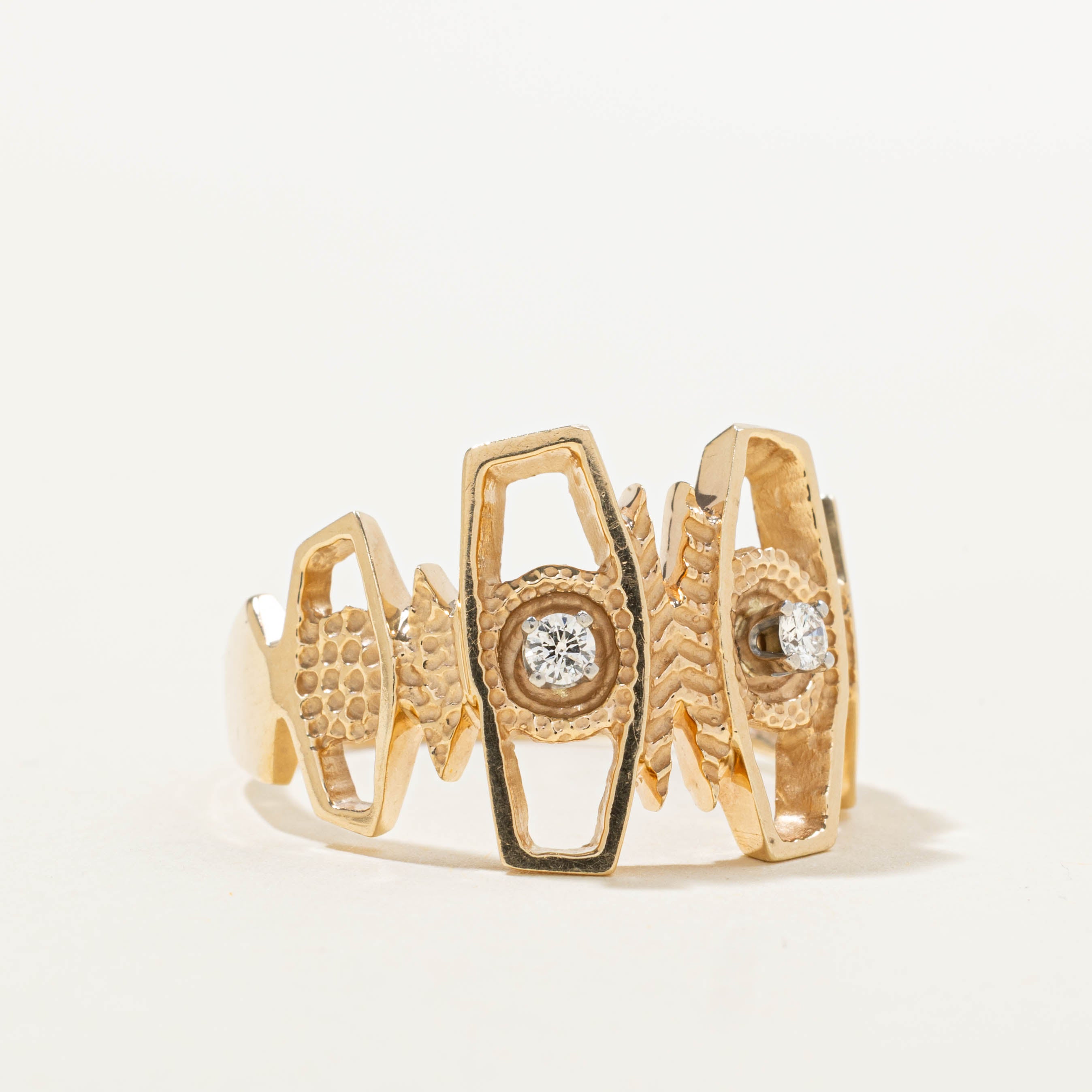 Diamond Openwork Geometric Ring | SZ 10.75