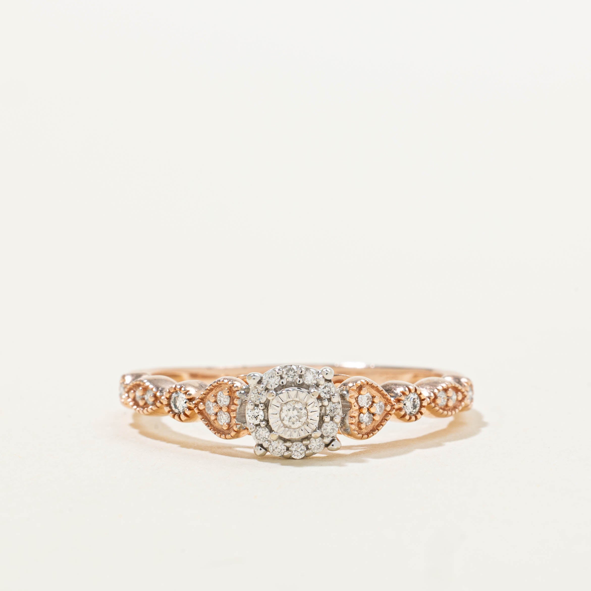 10k Illusion Set Diamond Halo Heart Accented Ring | SZ 8.5