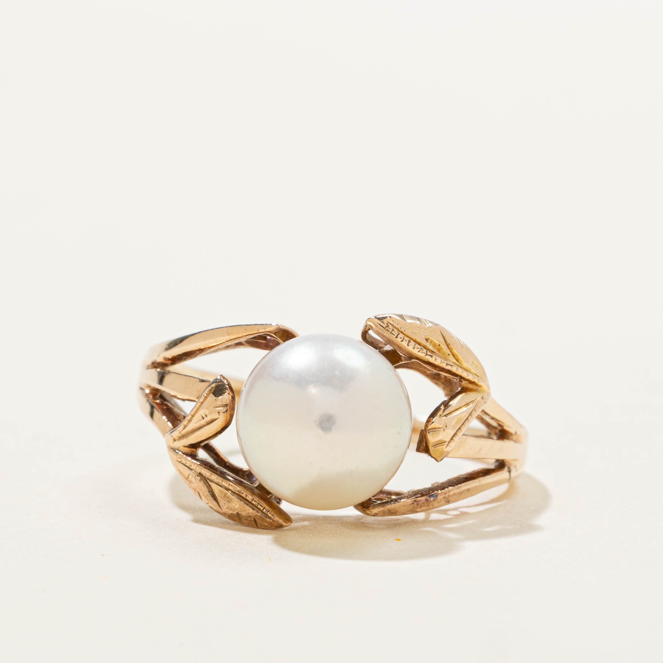 14k Pearl Floral Openwork Ring | SZ 7.5