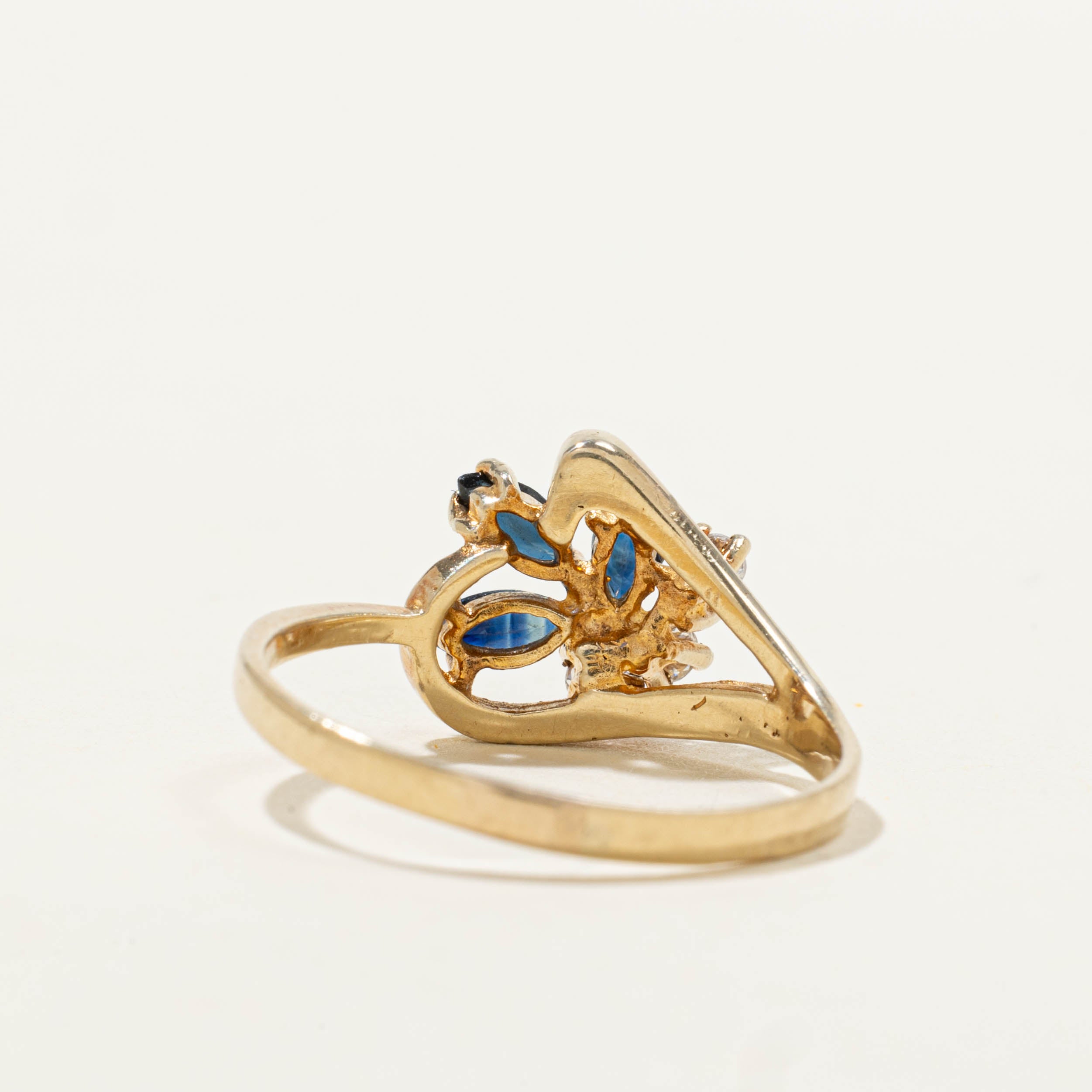 14k Sapphire & Diamond Floral Cluster Ring | SZ 8