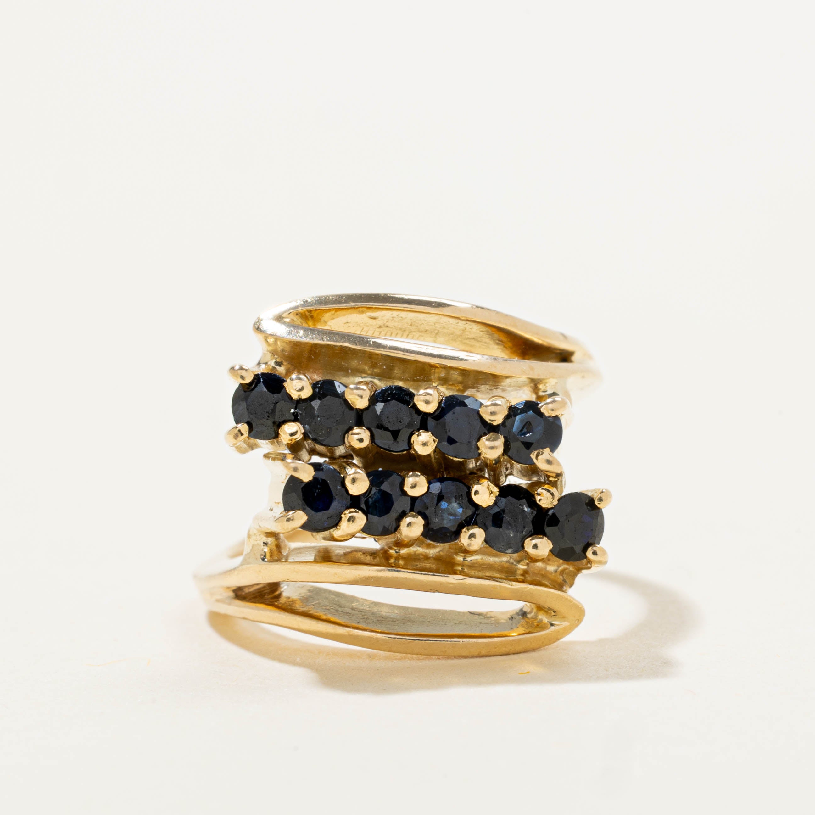 70s Sapphire Double Row Bypass Ring | SZ 2.75