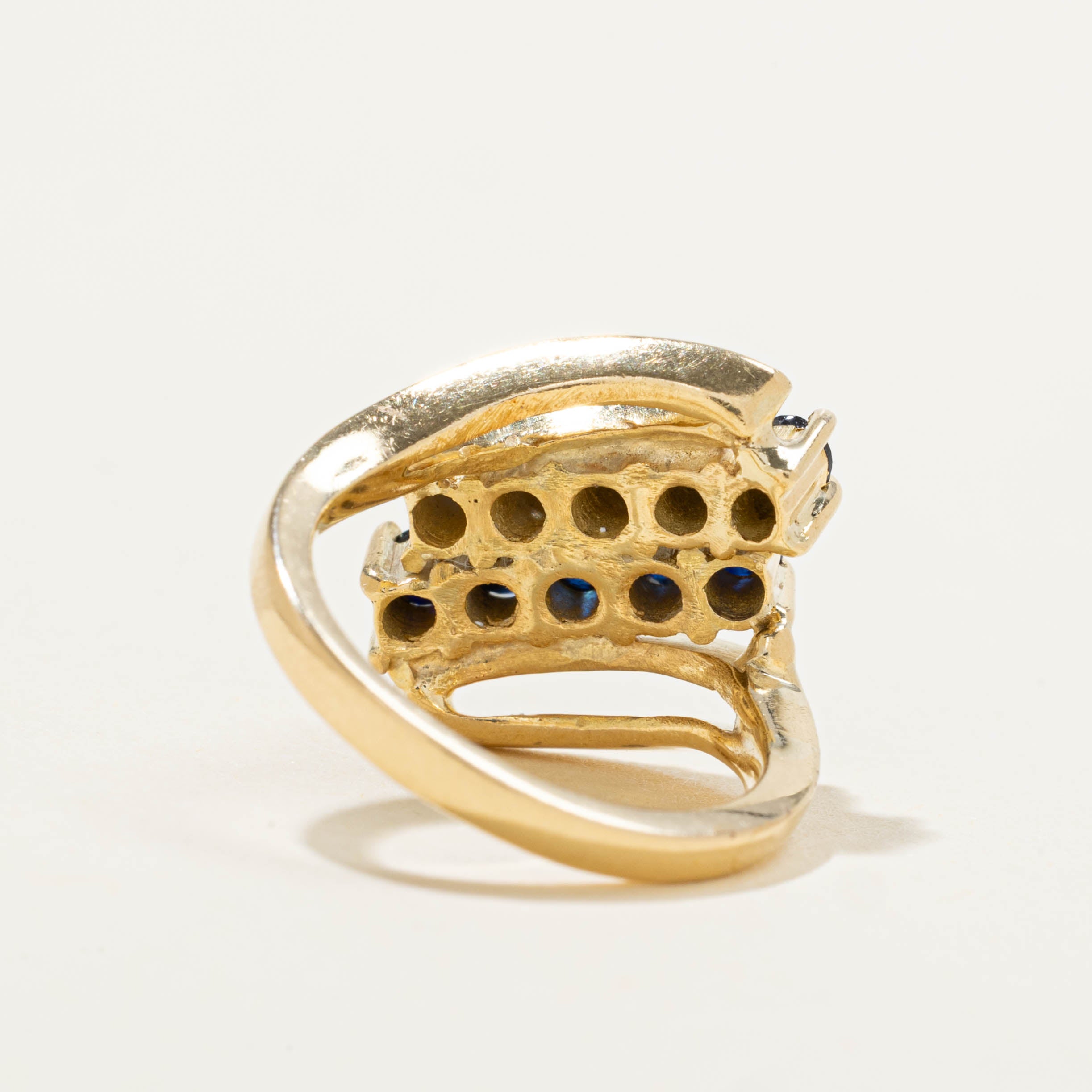 70s Sapphire Double Row Bypass Ring | SZ 2.75