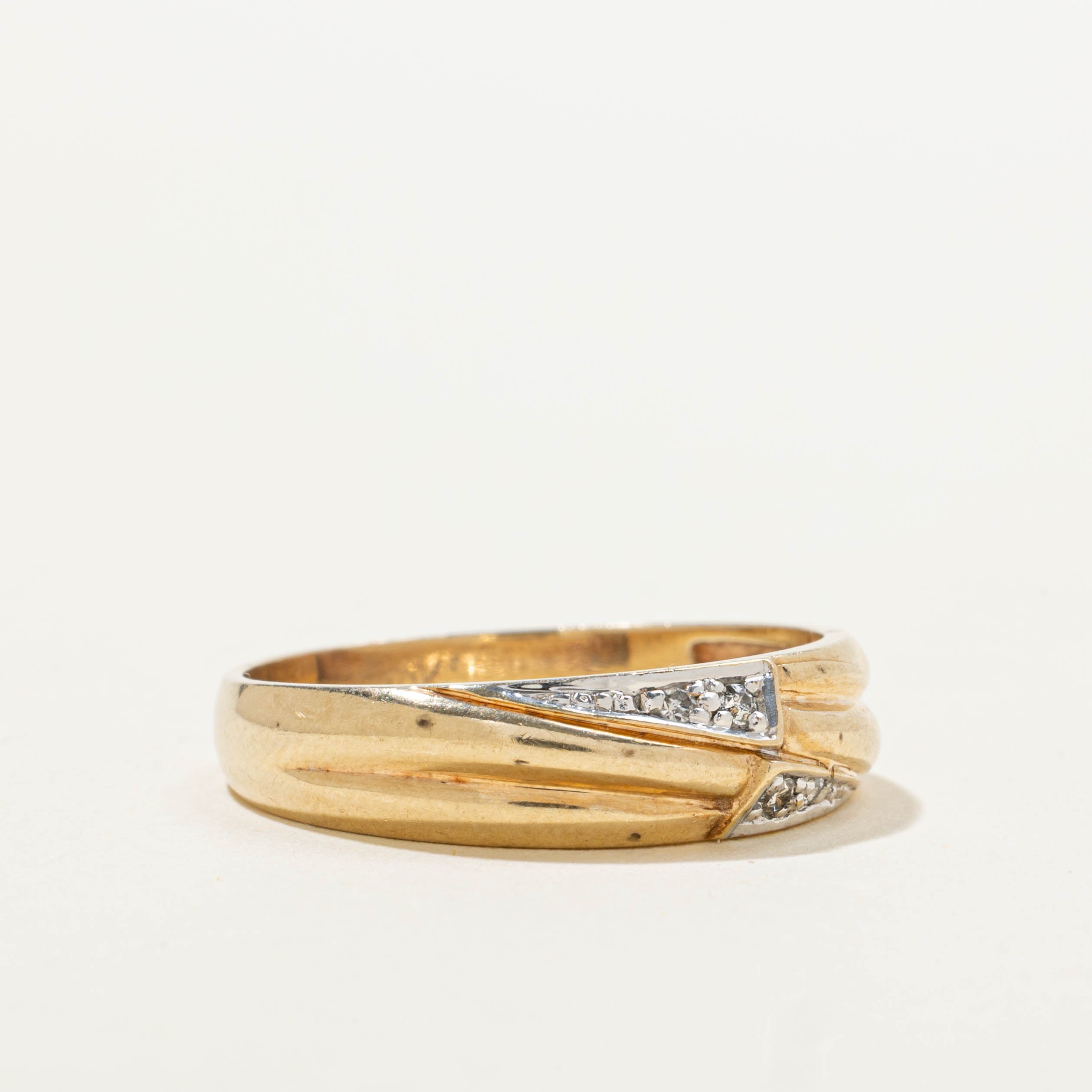 Gold Diamond Grooved Band | SZ 10