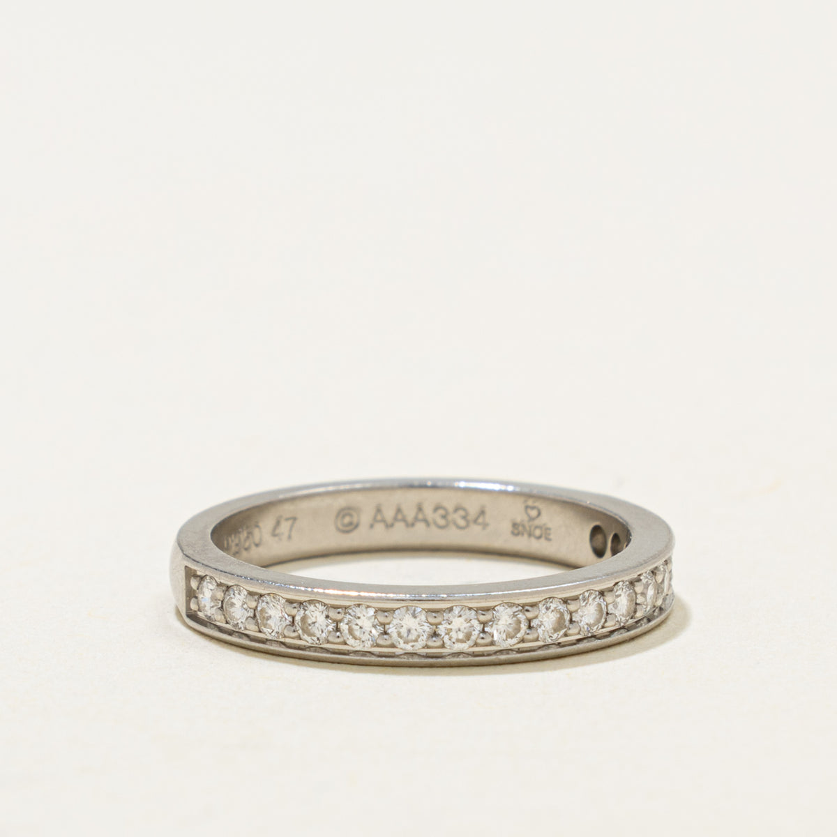 'Cartier' 1895 Wedding Band Half-Paved Platinum 2.6 mm Diamond Ring | 0.23ctw | SZ 4.25