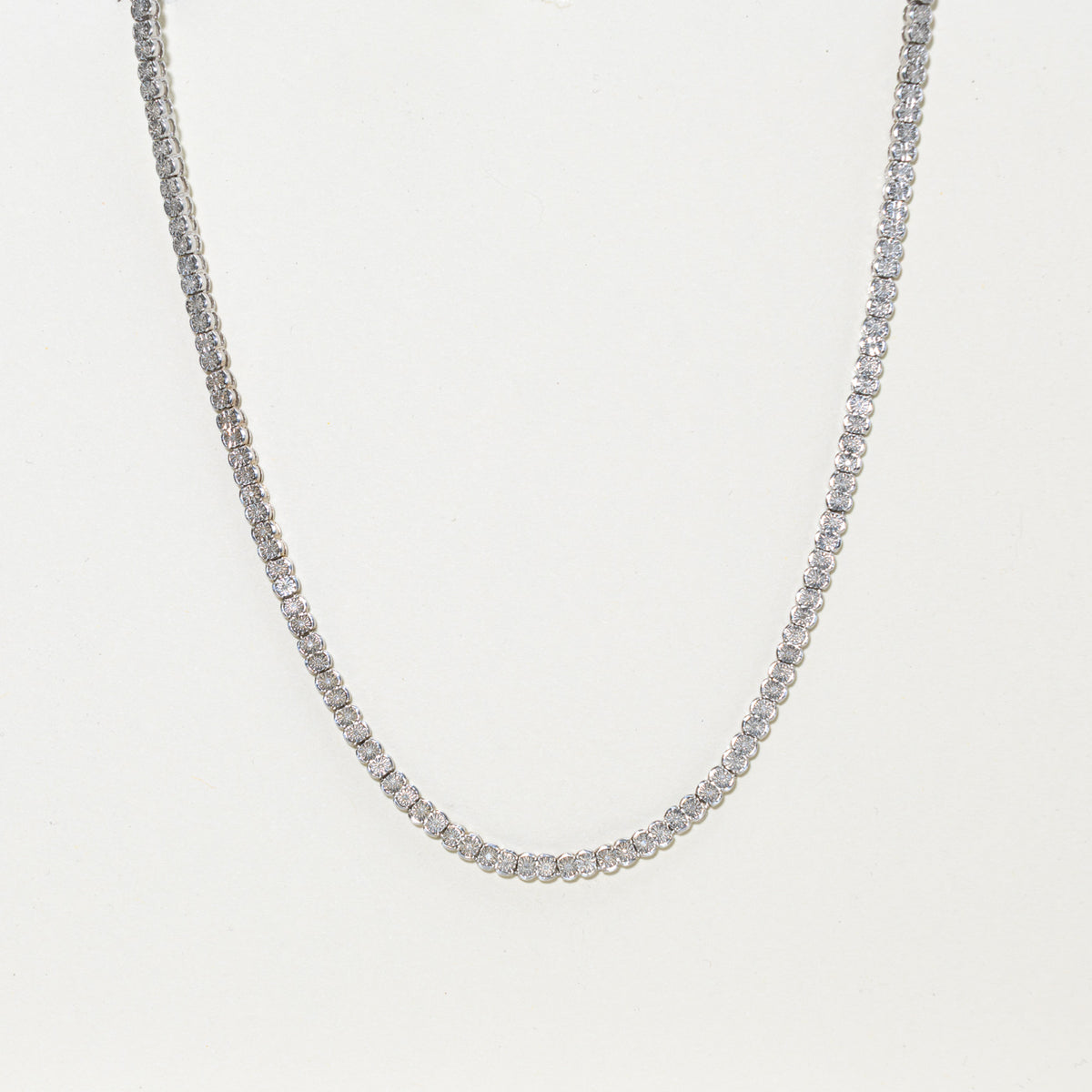 'Effy' Silver Illusion Set Diamond Scalloped Tennis Necklace | 0.31ctw | 18"