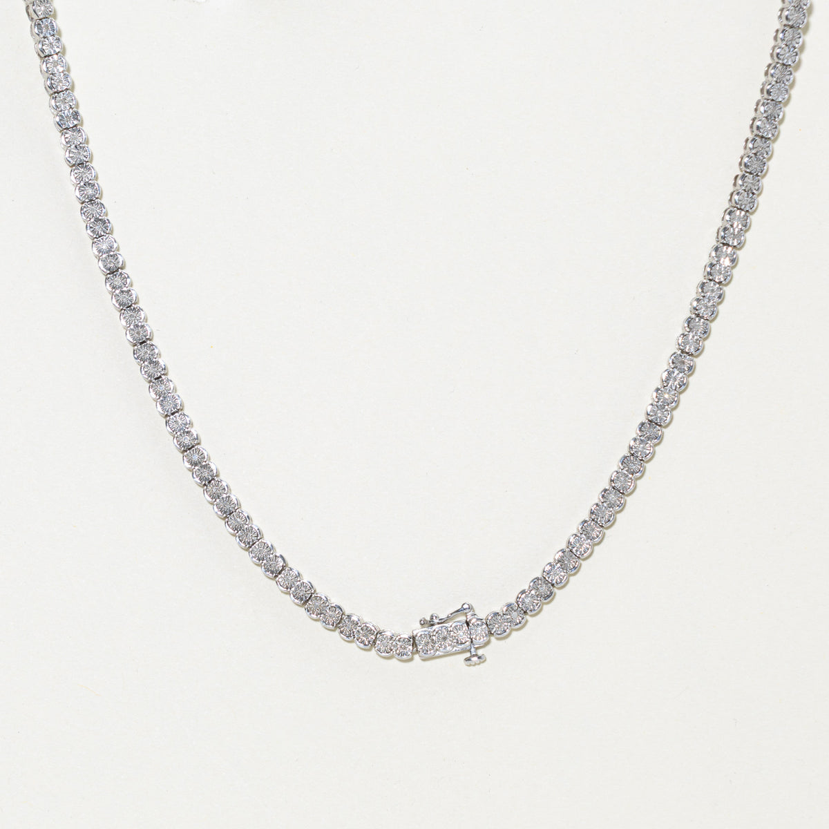 'Effy' Silver Illusion Set Diamond Scalloped Tennis Necklace | 0.31ctw | 18"