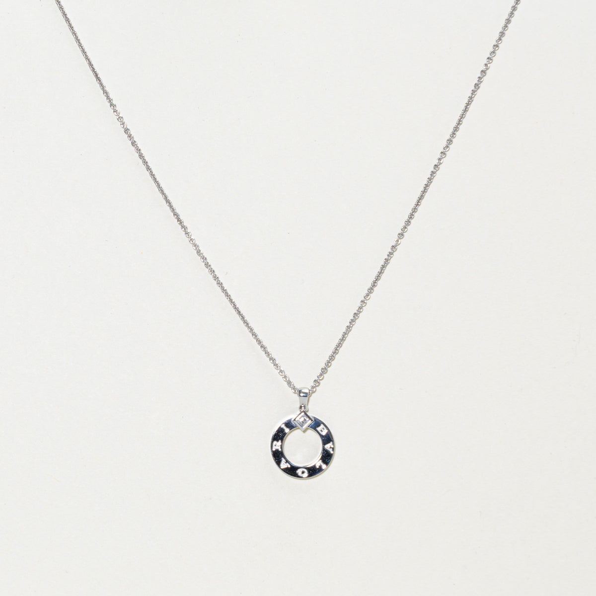 'Bvlgari' Bvlgari Bezel Set Diamond Adjustable Pendant Necklace | 0.09ctw | 18"