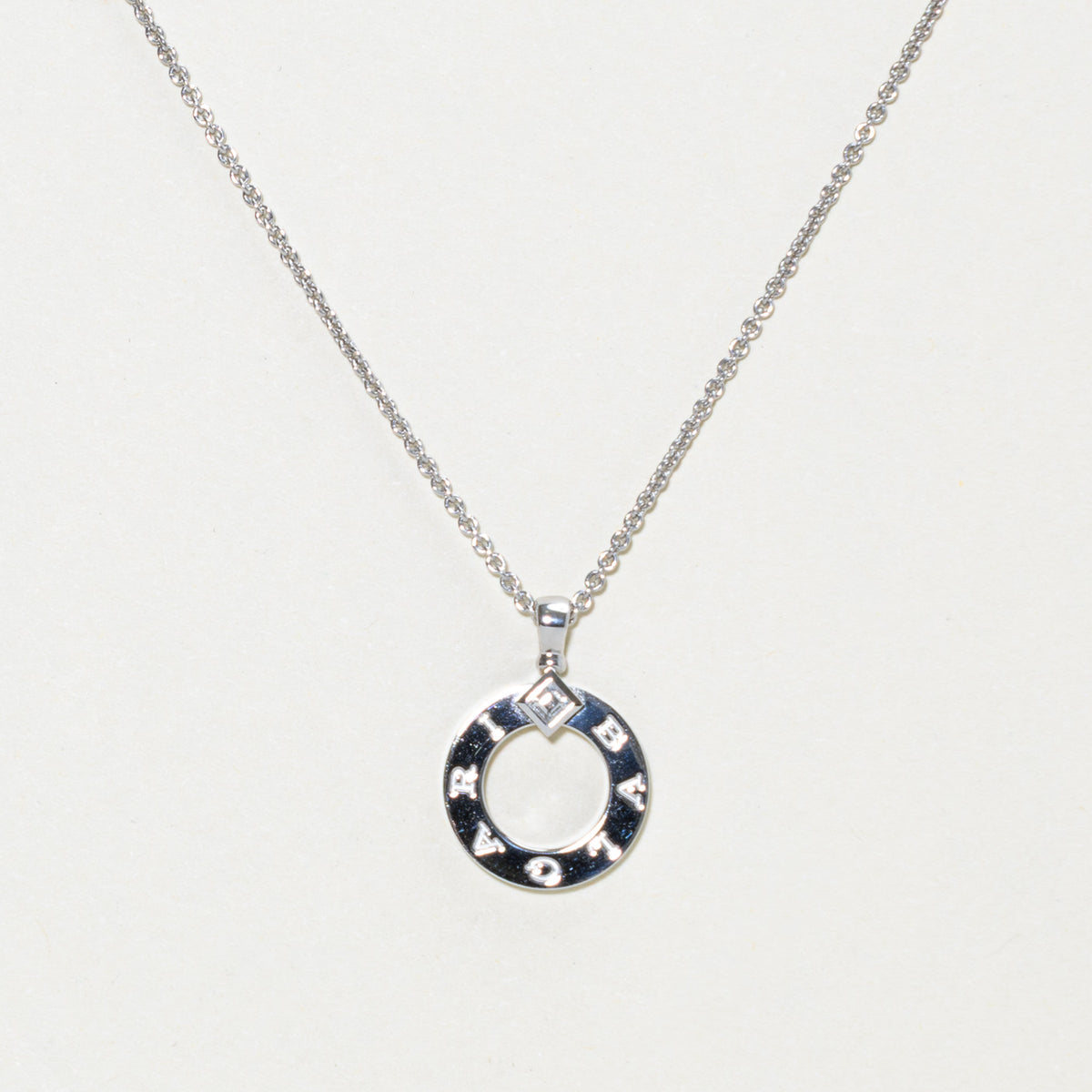 'Bvlgari' Bvlgari Bezel Set Diamond Adjustable Pendant Necklace | 0.09ctw | 18"