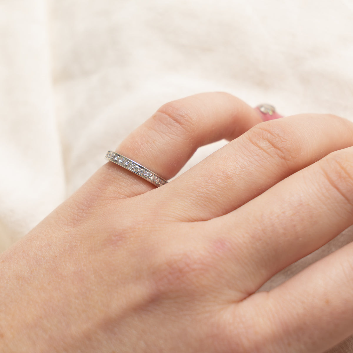 'Cartier' 1895 Wedding Band Half-Paved Platinum 2.6 mm Diamond Ring | 0.23ctw | SZ 4.25