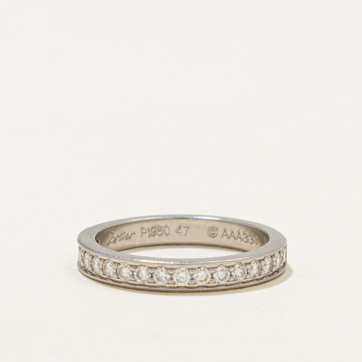 'Cartier' 1895 Wedding Band Half-Paved Platinum 2.6 mm Diamond Ring | 0.23ctw | SZ 4.25