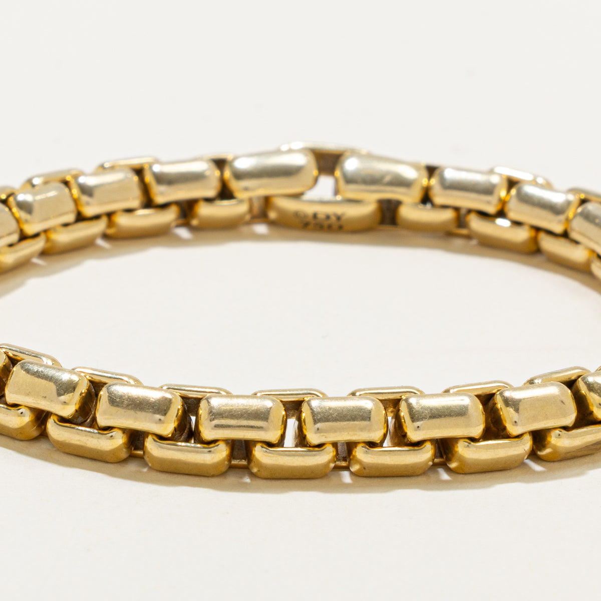 'David Yurman' 18k Yellow Gold Box Chain Bracelet | 7.3mm | 8.5"