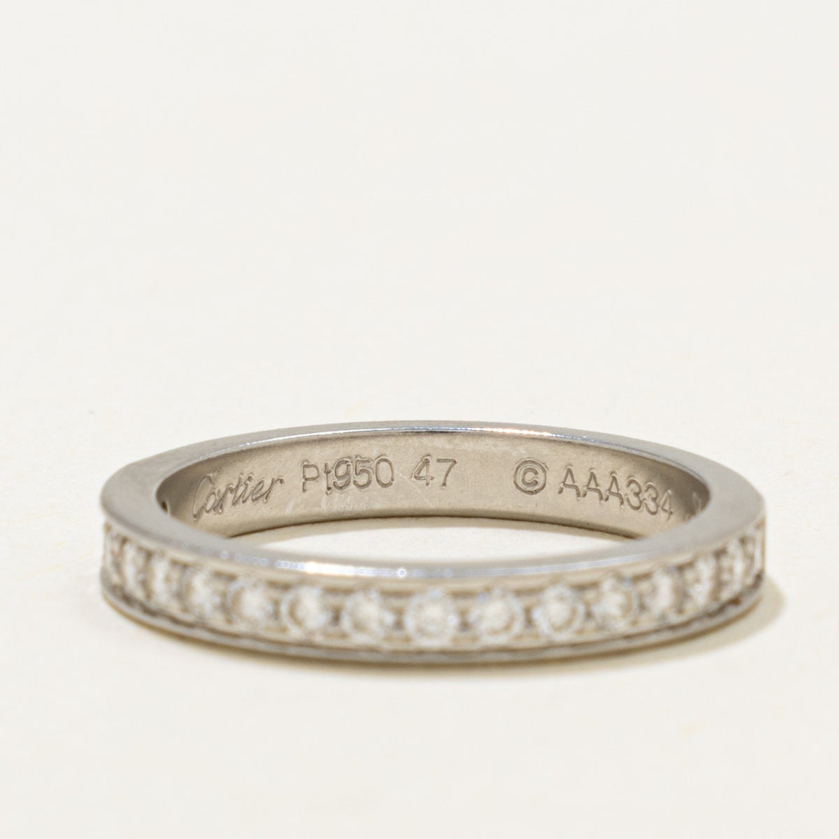 'Cartier' 1895 Wedding Band Half-Paved Platinum 2.6 mm Diamond Ring | 0.23ctw | SZ 4.25
