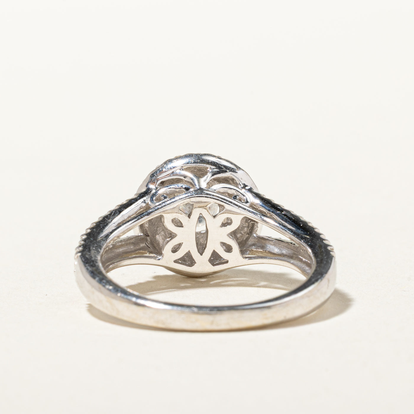 14k Diamond Double Halo Open Shank Ring | 0.90ctw | SZ 6.5