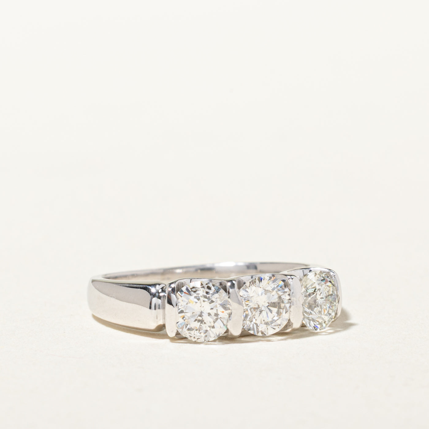 14k Three Stone Diamond Engagement Ring | 0.98ctw | SZ 4.5