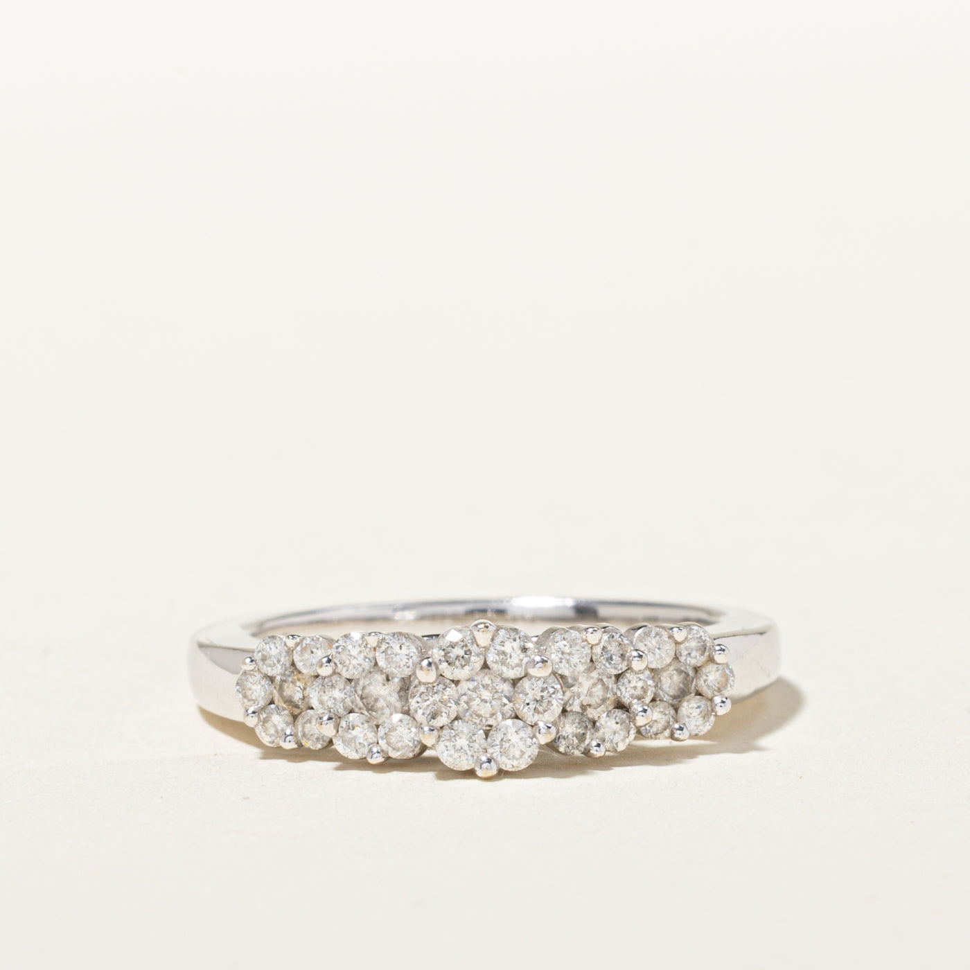 14k White Gold Diamond Multi Cluster Ring | 0.60ctw | SZ 6.75