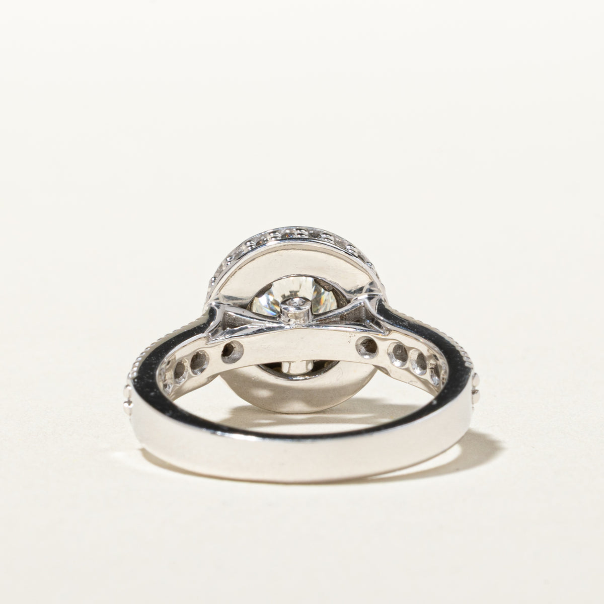 14k Pave Set Diamond Halo Milgrain Ring | 0.69ct SI1 G/H, 0.68ctw | SZ 6.25