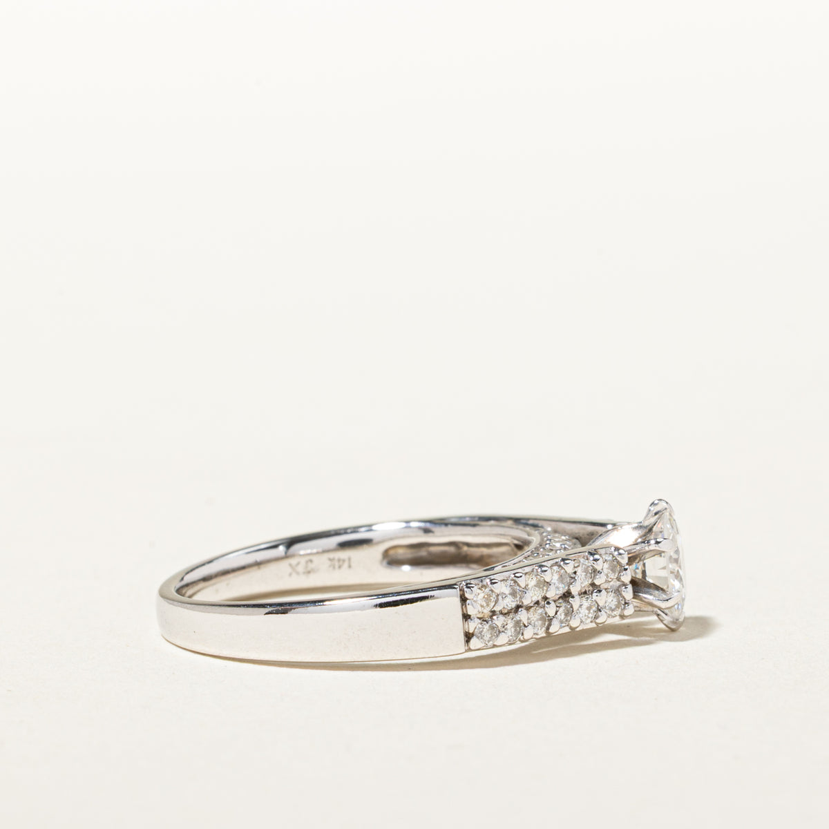 14k Diamond Pave Set Accented Engagement Ring | 0.43ct I1 G/H, 0.37ctw | SZ 7
