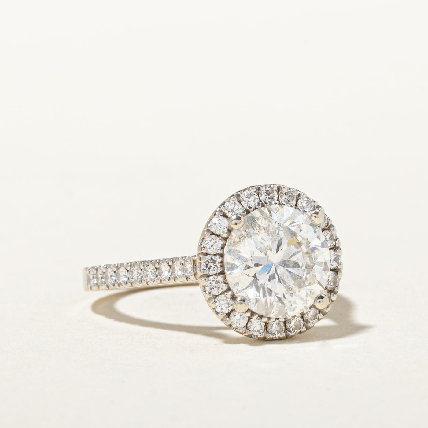 14k Diamond Halo Engagement Ring | 2.01ct I2 G-H, 0.48ctw | SZ 5.5