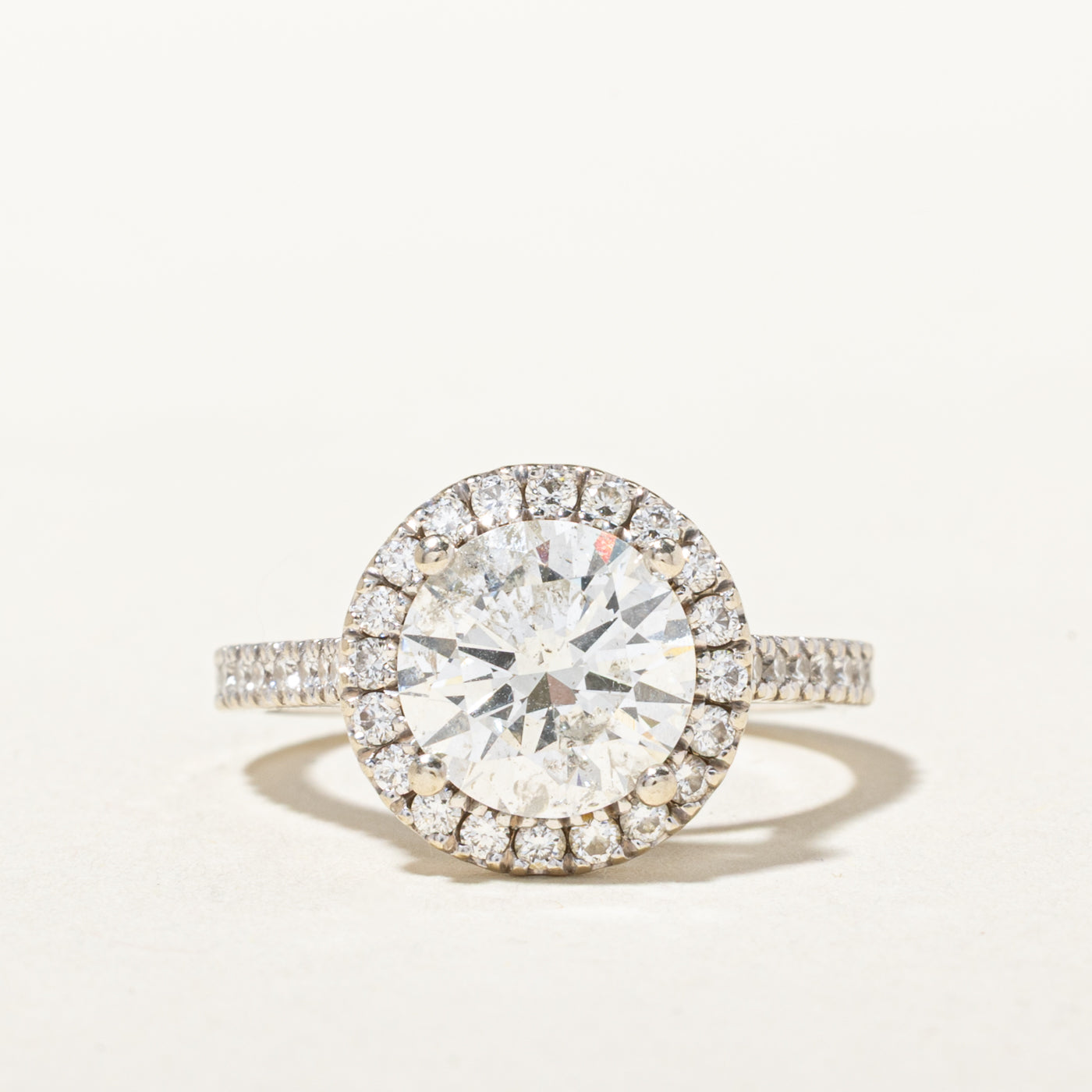 14k Diamond Halo Engagement Ring | 2.01ct I2 G-H, 0.48ctw | SZ 5.5