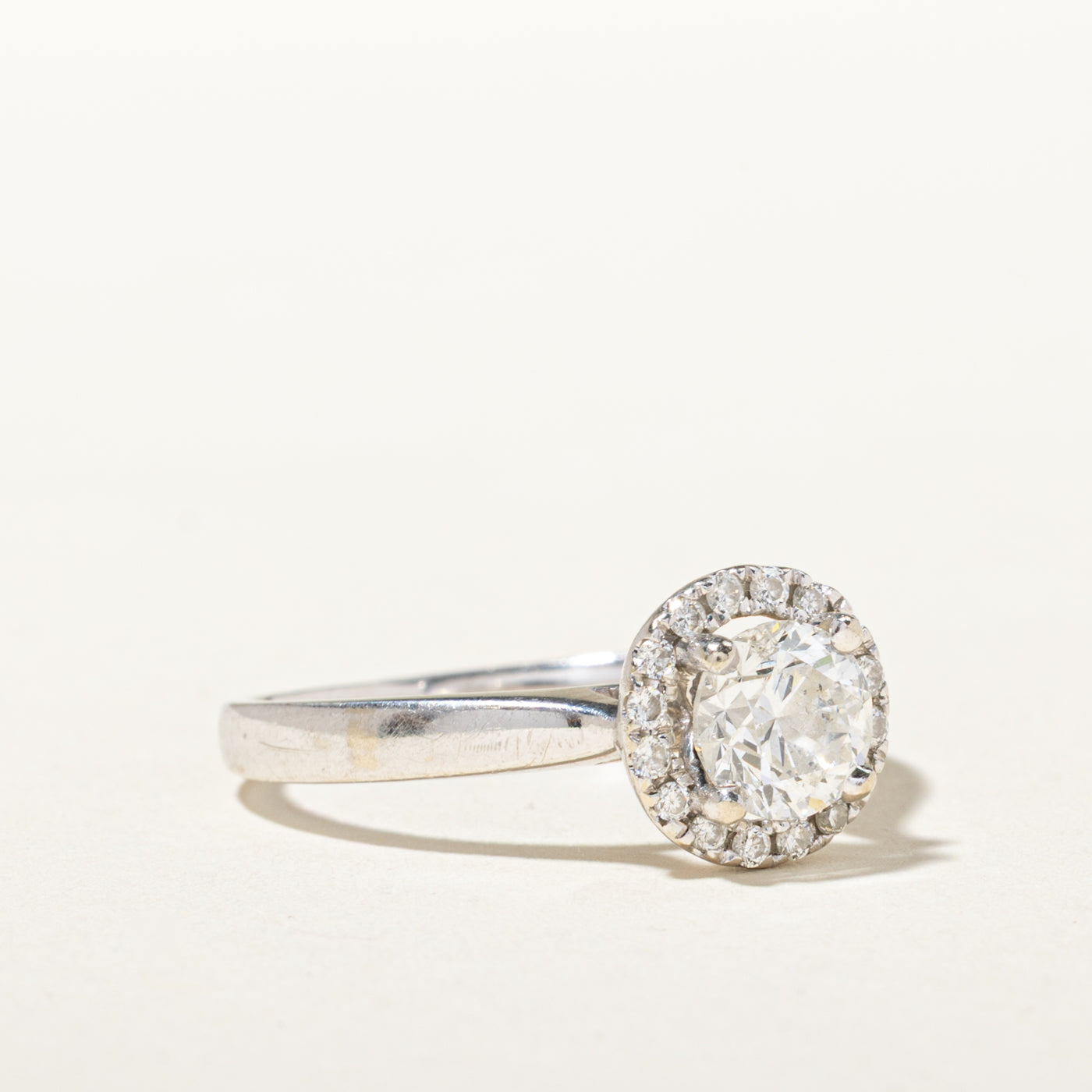 14k Pave Set Diamond Halo Engagement Ring | 1.00ct I1 H-I, 0.19ctw | SZ 8.25