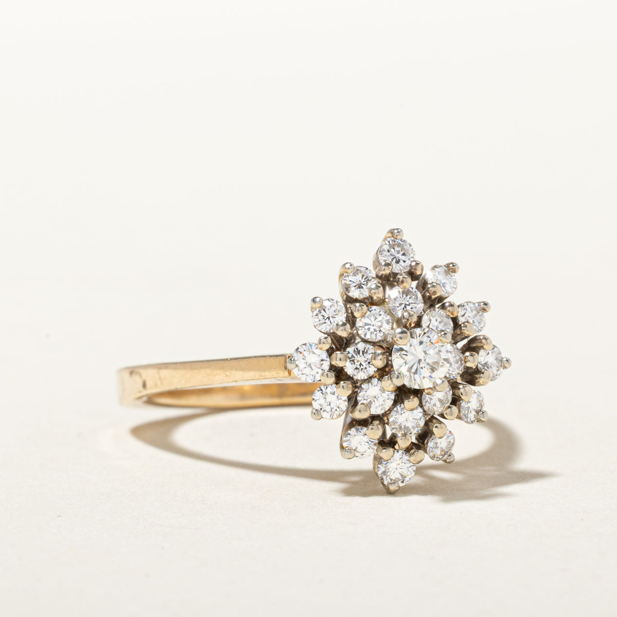 14k Diamond Petal Cluster Ring | 0.91ctw | SZ 8.75