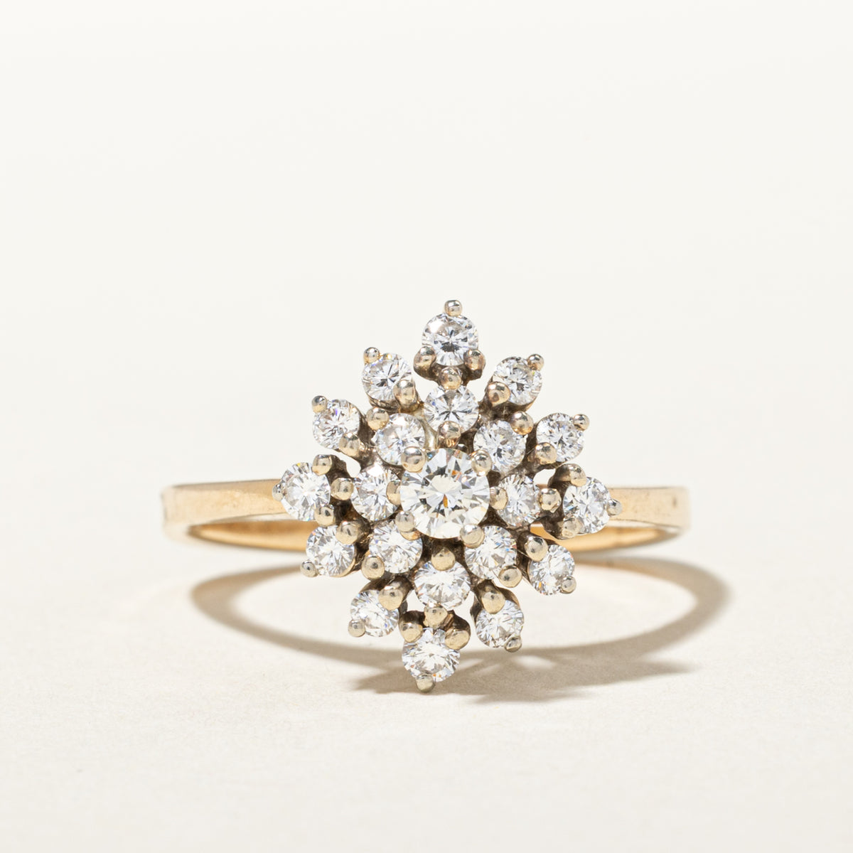 14k Diamond Petal Cluster Ring | 0.91ctw | SZ 8.75