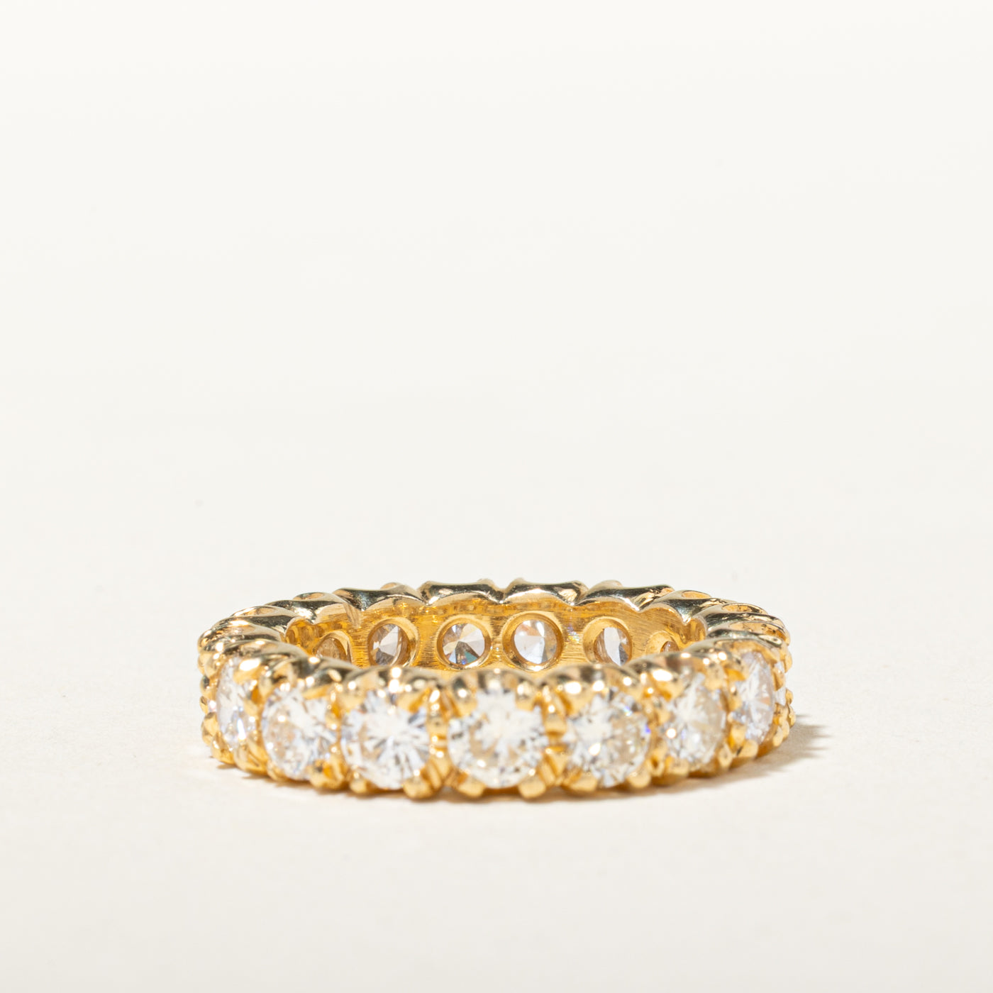 18k Eternity Diamond Textured Band | 3.08ctw | 4.50mm | SZ 3