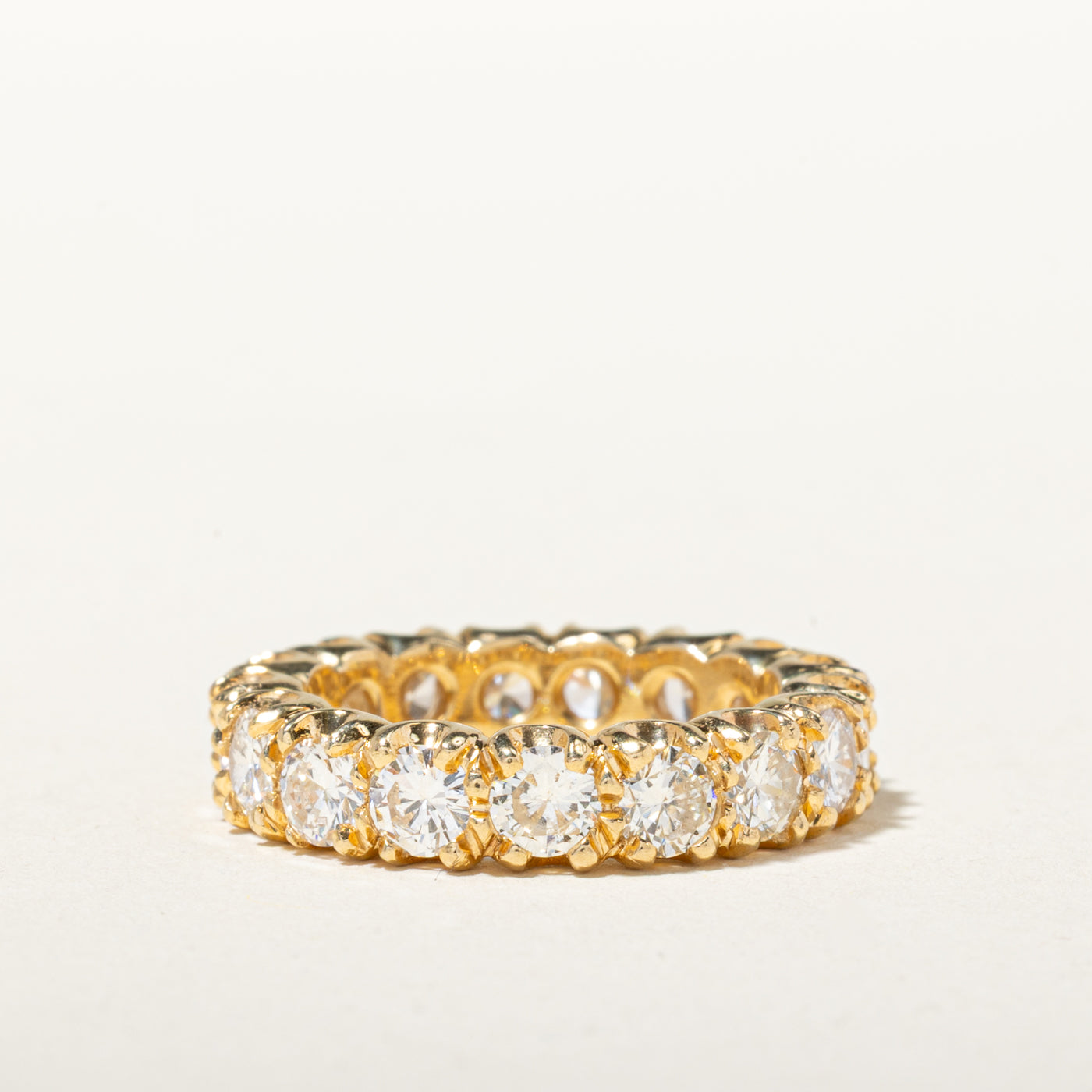 18k Eternity Diamond Textured Band | 3.08ctw | 4.50mm | SZ 3
