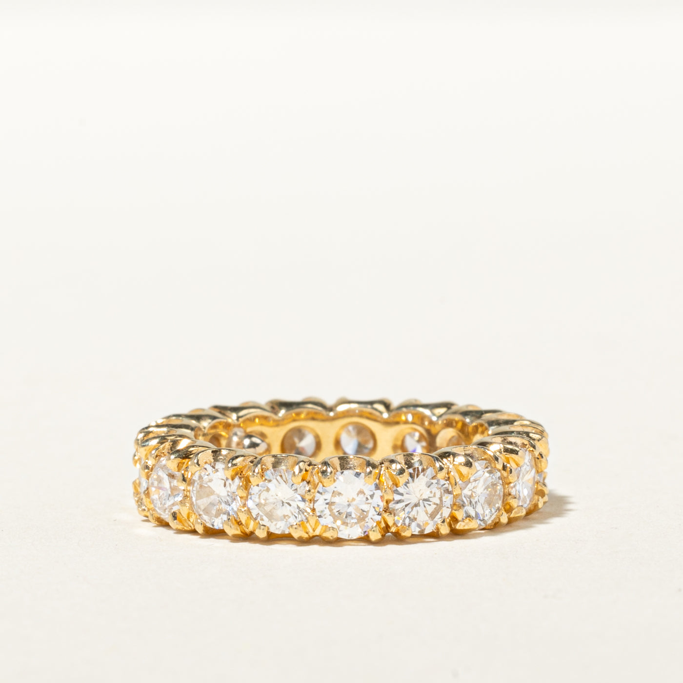 18k Eternity Diamond Textured Band | 3.08ctw | 4.50mm | SZ 3