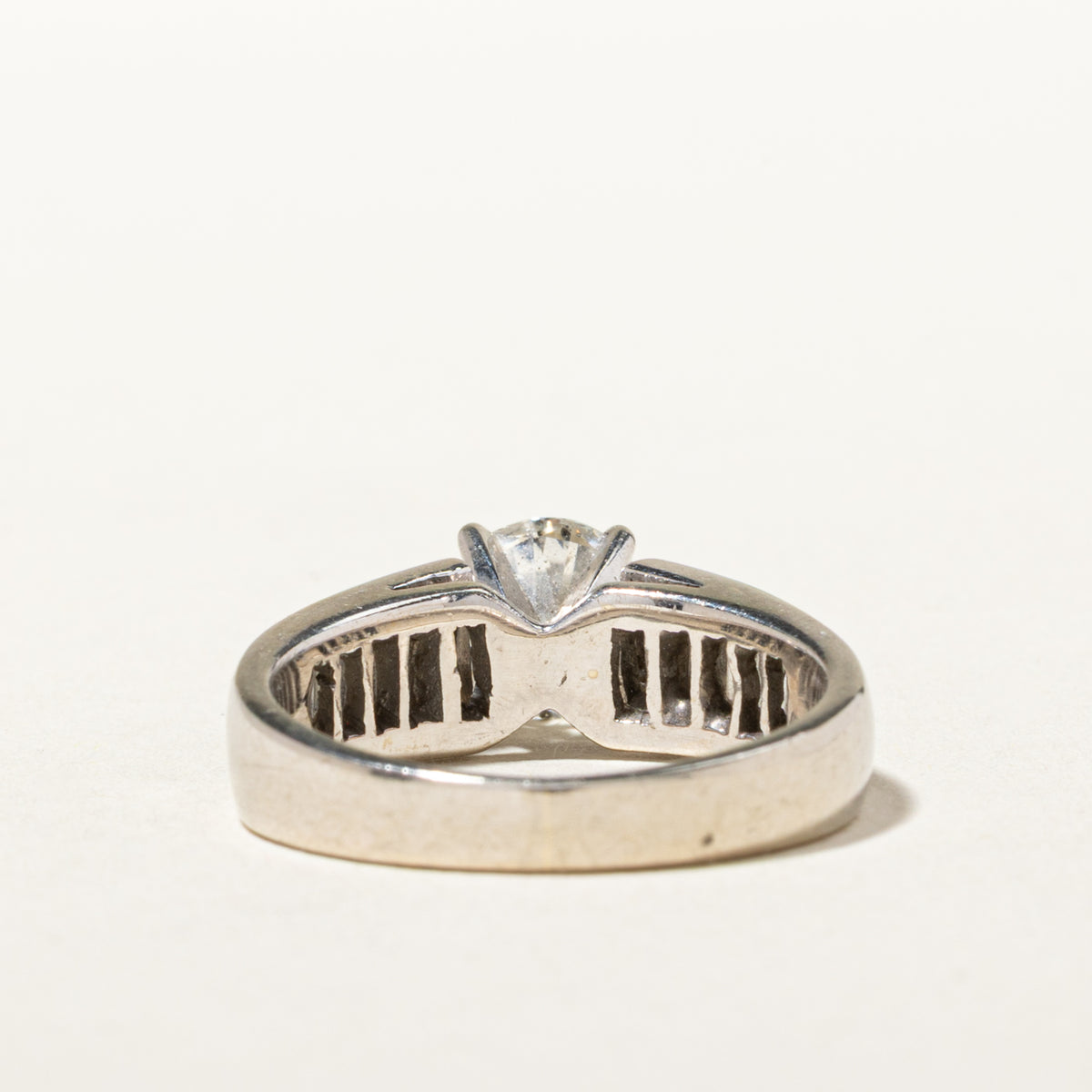 14k Diamond Baguette Cut Accented Engagement Ring | 1.02ct I3 I-J Ex, 0.63ctw | SZ 5.5