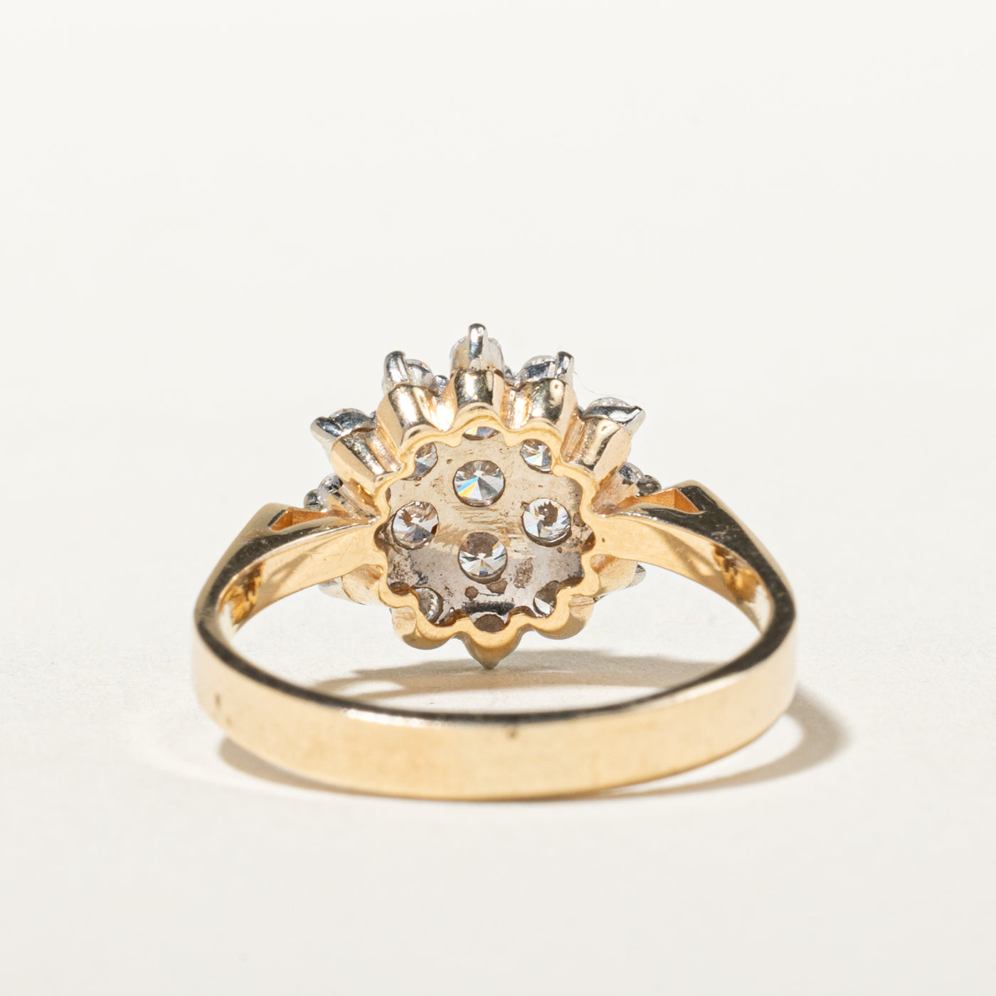 14k Yellow Gold Diamond Petal Cluster Ring | 0.74ctw | SZ 8