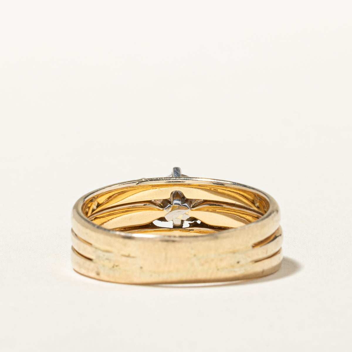14k Diamond Trillion Cut Accented Soldered Wedding Ring Set | 0.38ct SI1 G/H, 0.27ctw | SZ 7.75