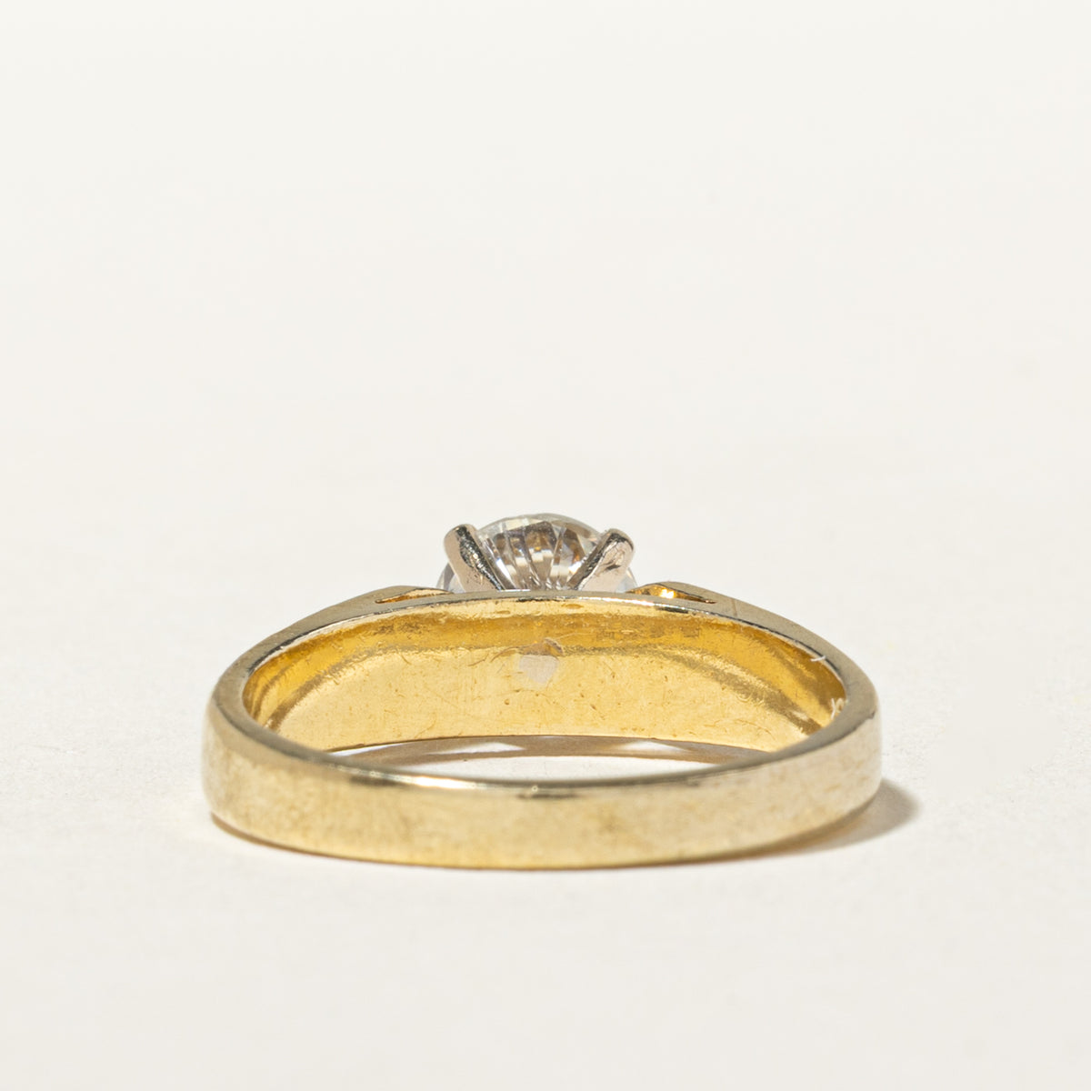 18k Solitaire Diamond Reverse Tapered Engagement Ring | 1.03ct I2 H-I | SZ 6