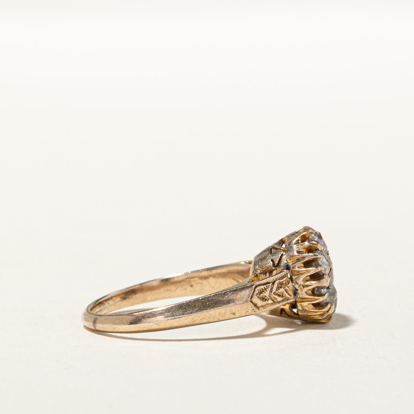 Antique Old European Cut Diamond Cluster Engraved Ring | 0.84ctw | SZ 6.5