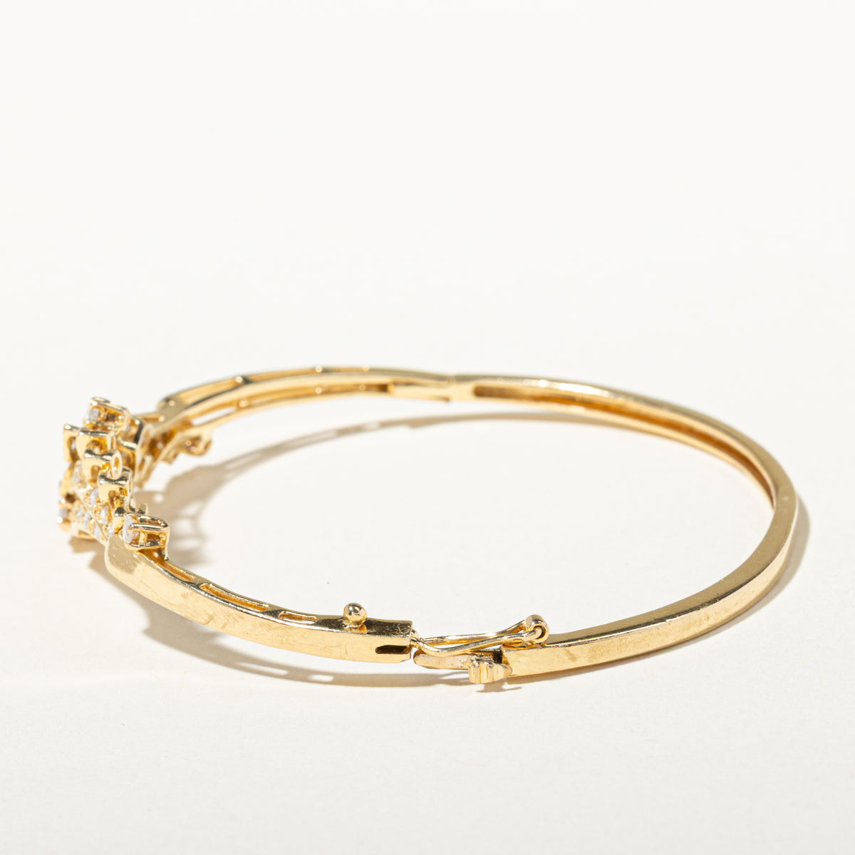 14k Scattered Diamond Waterfall Floral Bangle | 0.55ctw | 6.5"