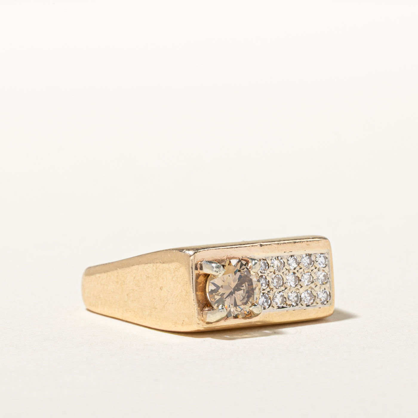 14k Brown & White Diamond Accented Geometric Cocktail Ring | 0.67ct SI1 Brown, 0.24ctw | SZ 6.75