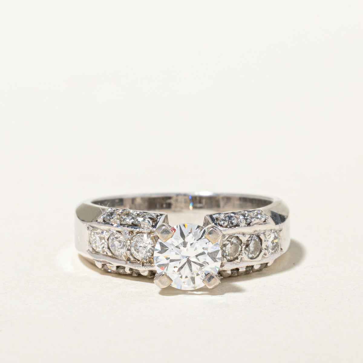 14k White Gold Diamond Accented Ring | 0.67ct I1 G/H, 0.48ctw | SZ 6.5