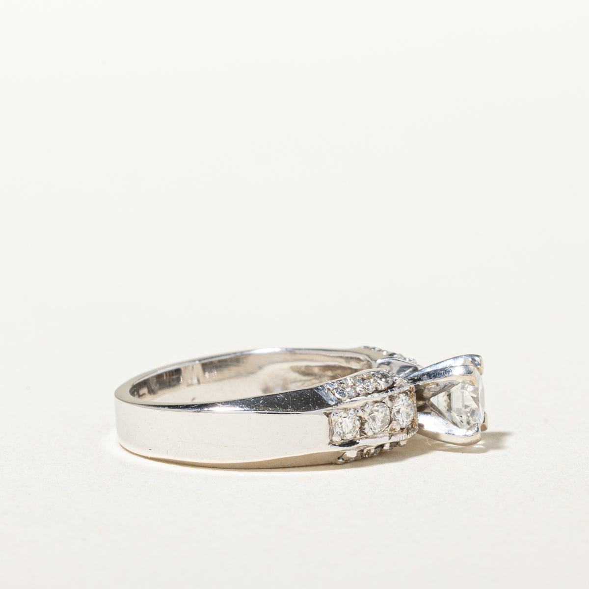 14k White Gold Diamond Accented Ring | 0.67ct I1 G/H, 0.48ctw | SZ 6.5