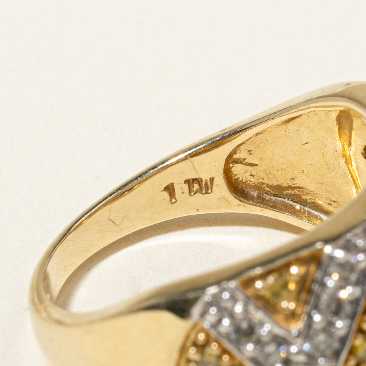 14k Pave Set White & Yellow Diamond Geometric Cocktail Ring | 1.21ctw | SZ 7