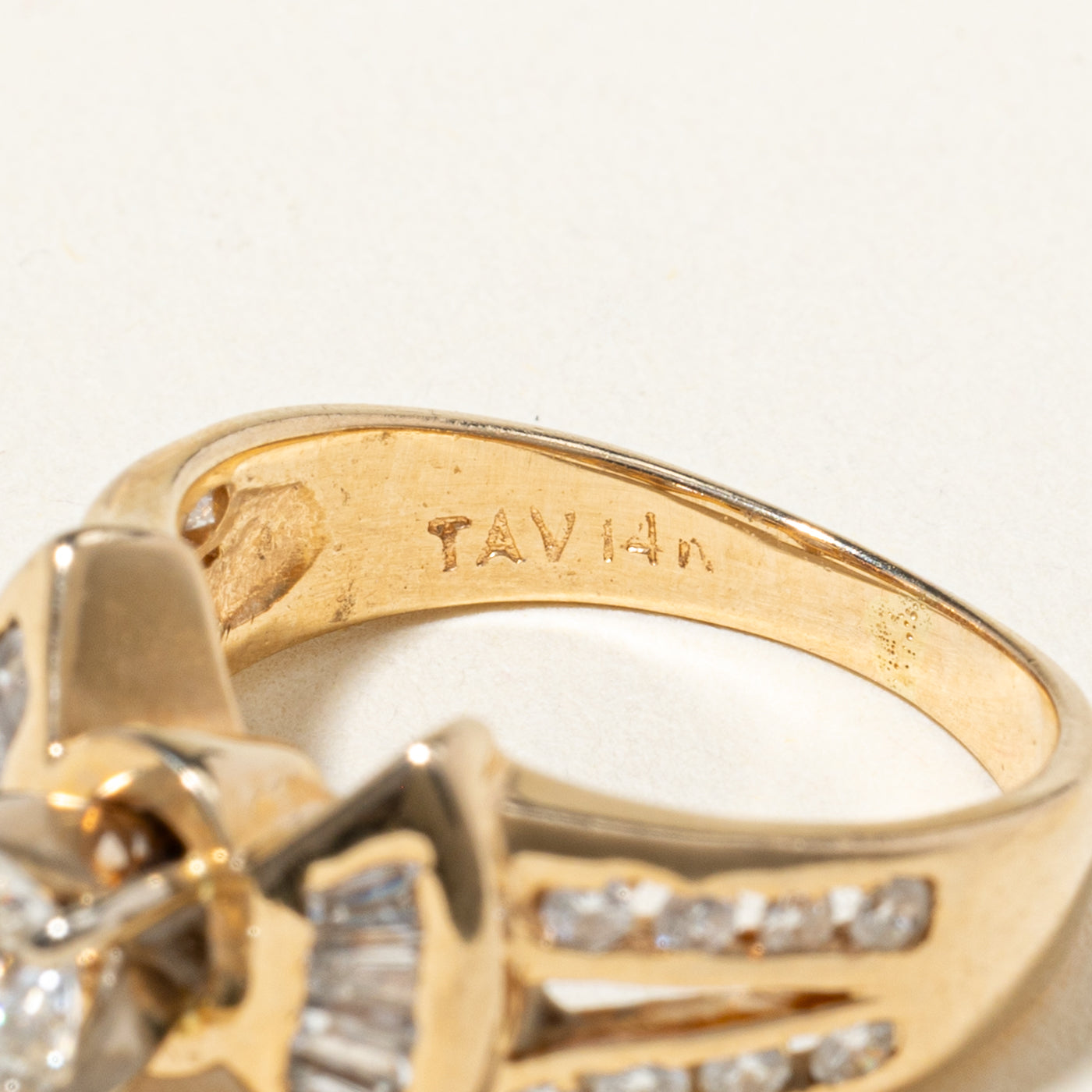 14k Diamond Channel Set Accented Bow Ring | 0.35 VS2 H/I, 0.47ctw | SZ 4