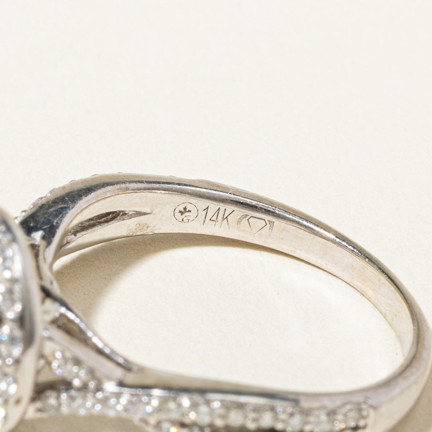 14k Pave Set Diamond Cluster Halo Twisted Ring | 1.20ctw | SZ 4.75