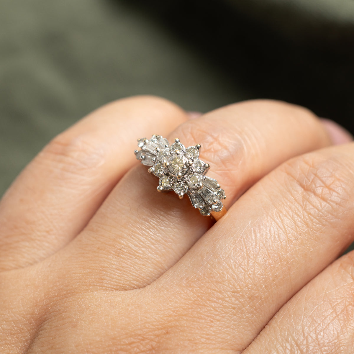14k Diamond Floral Cluster Ring | 0.85ctw | SZ 6.25