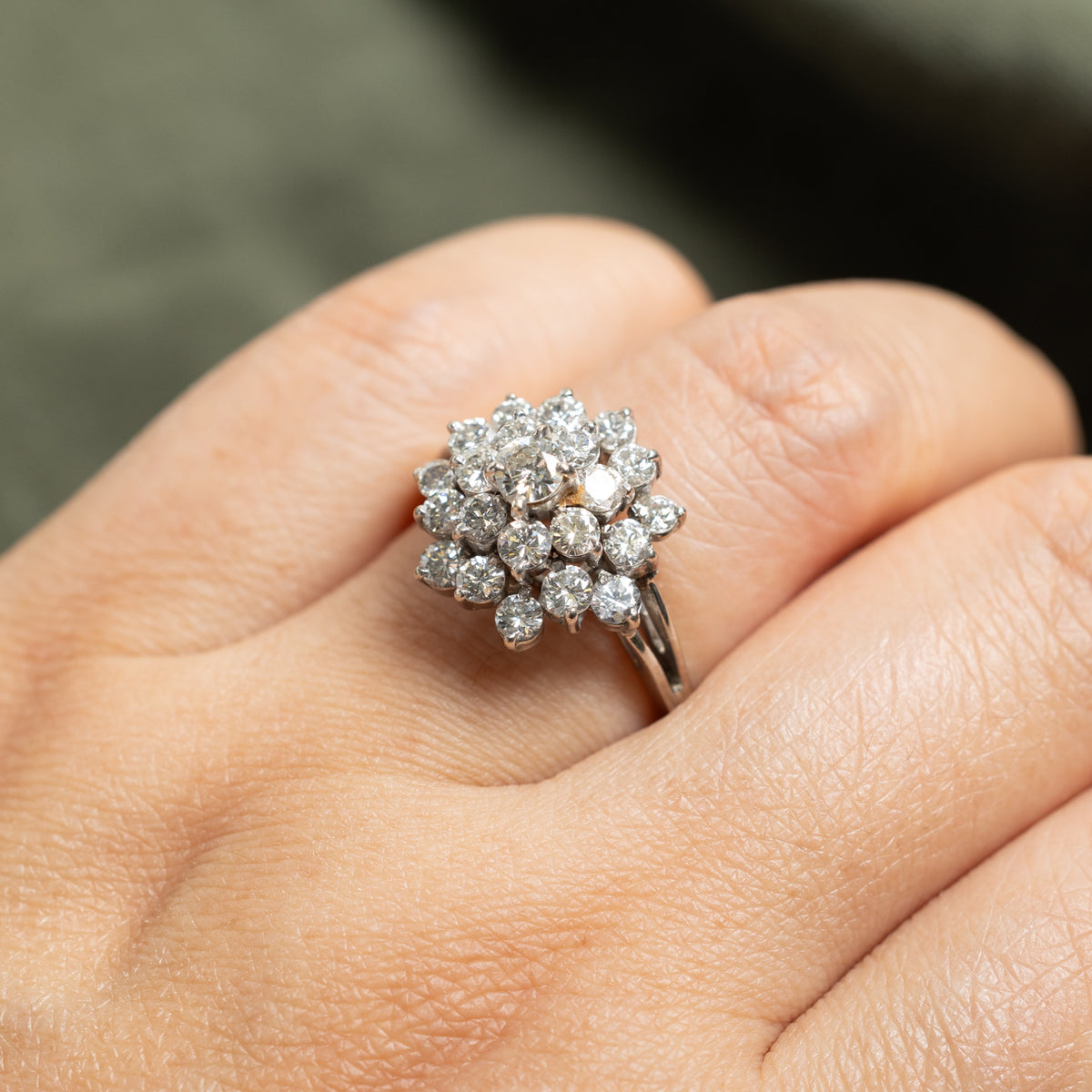 14k Diamond Petal Floral Cluster Ring | 1.74ctw | SZ 6