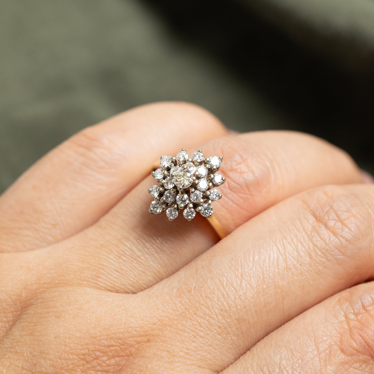 14k Diamond Petal Cluster Ring | 0.91ctw | SZ 8.75